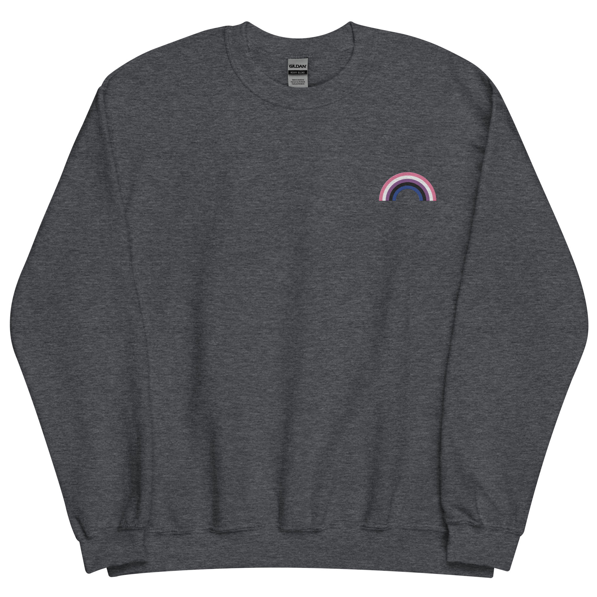 Embroidered Genderfluid Rainbow Sweater: Pride Flag LGBTQ+ Design