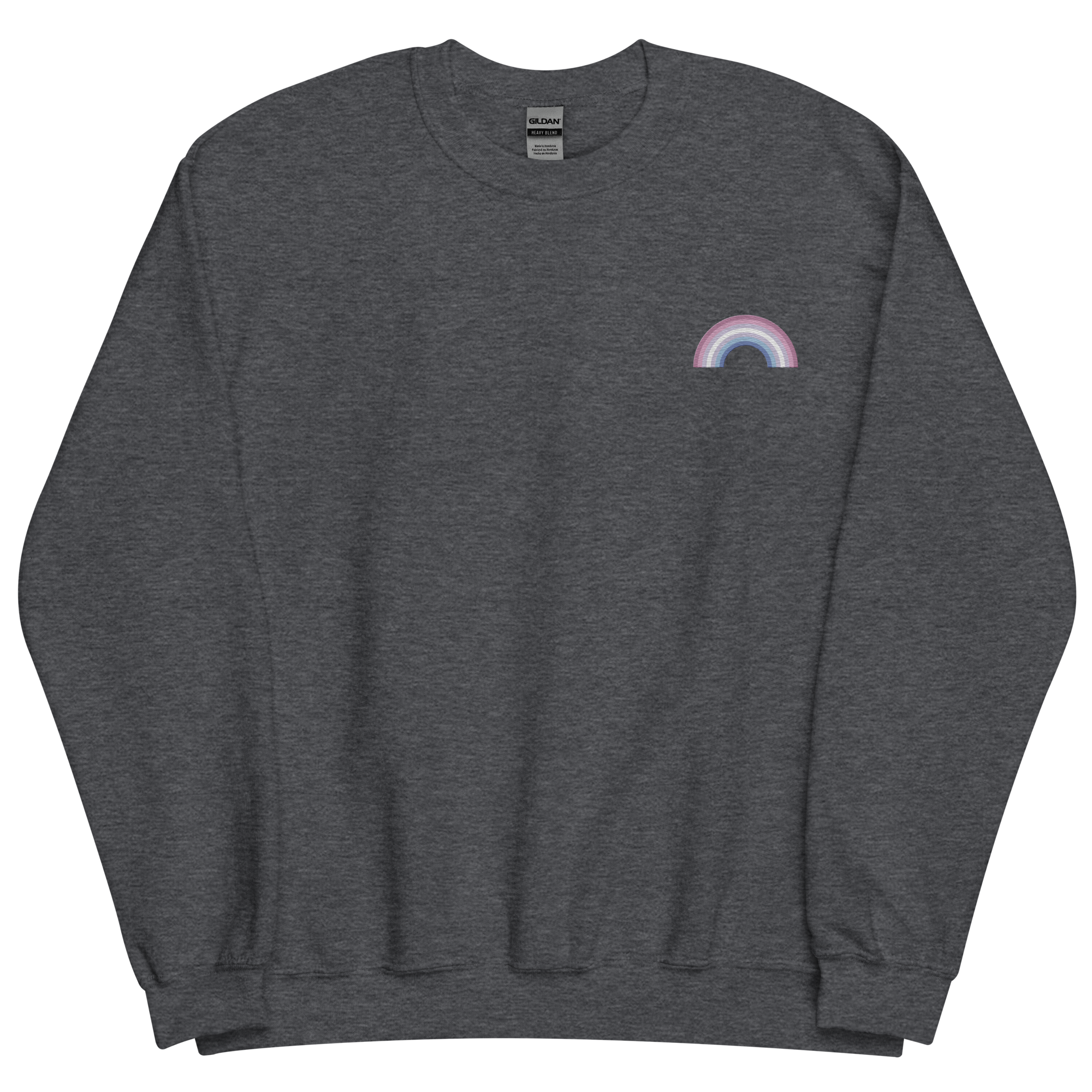 Embroidered Bigender Rainbow Sweater: Pride Flag LGBTQ+ Design