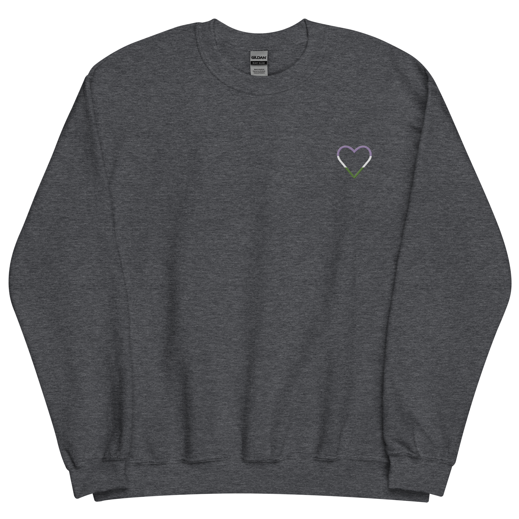 Genderqueer Heart Sweatshirt: Embroidered Pride Sweater
