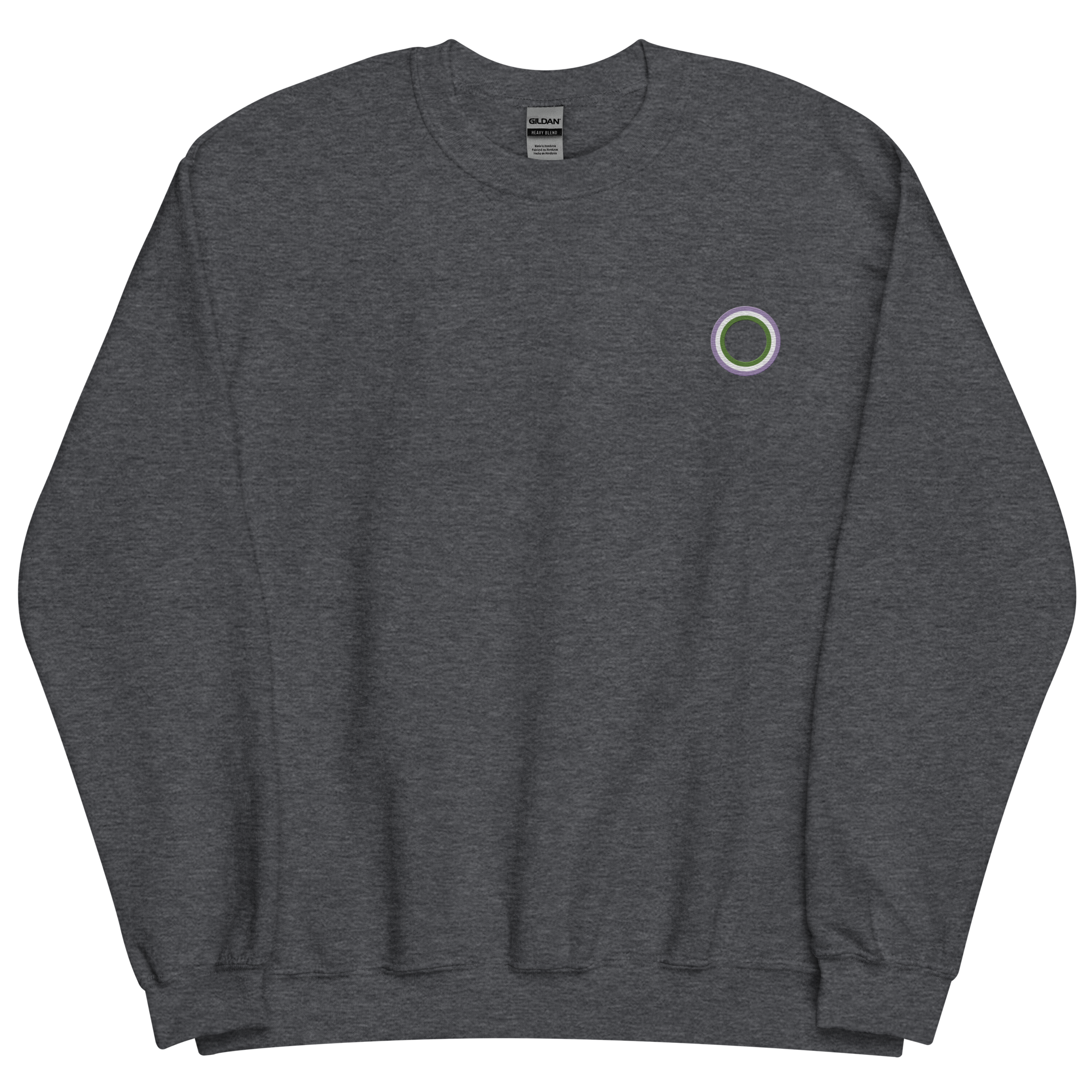 Embroidered Sweatshirt: Genderqueer Pride Ring Emblem Design
