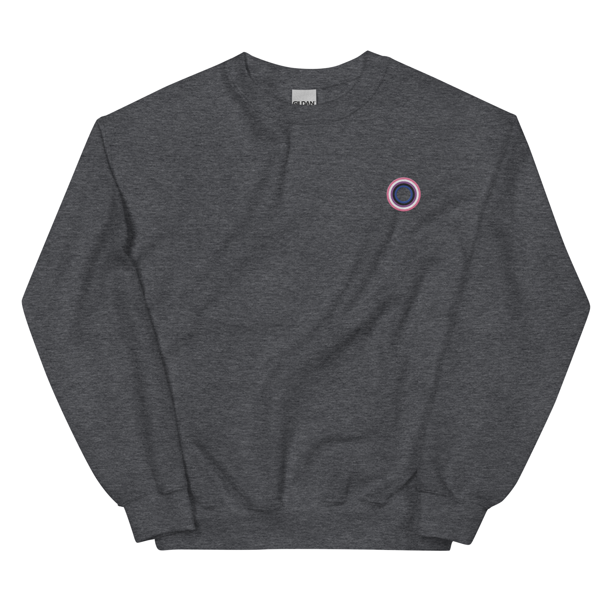 Embroidered Sweatshirt: Genderfluid Pride Ring Emblem Design