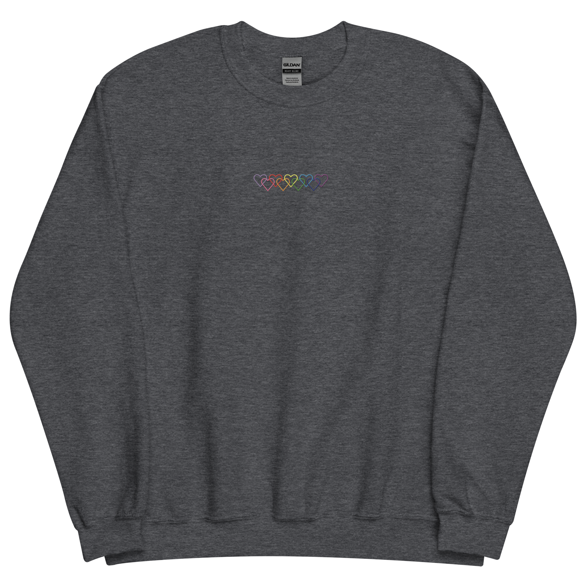 Gilbert Baker Pride Sweatshirt: Interlaced Heart Outlines Embroidered Sweater