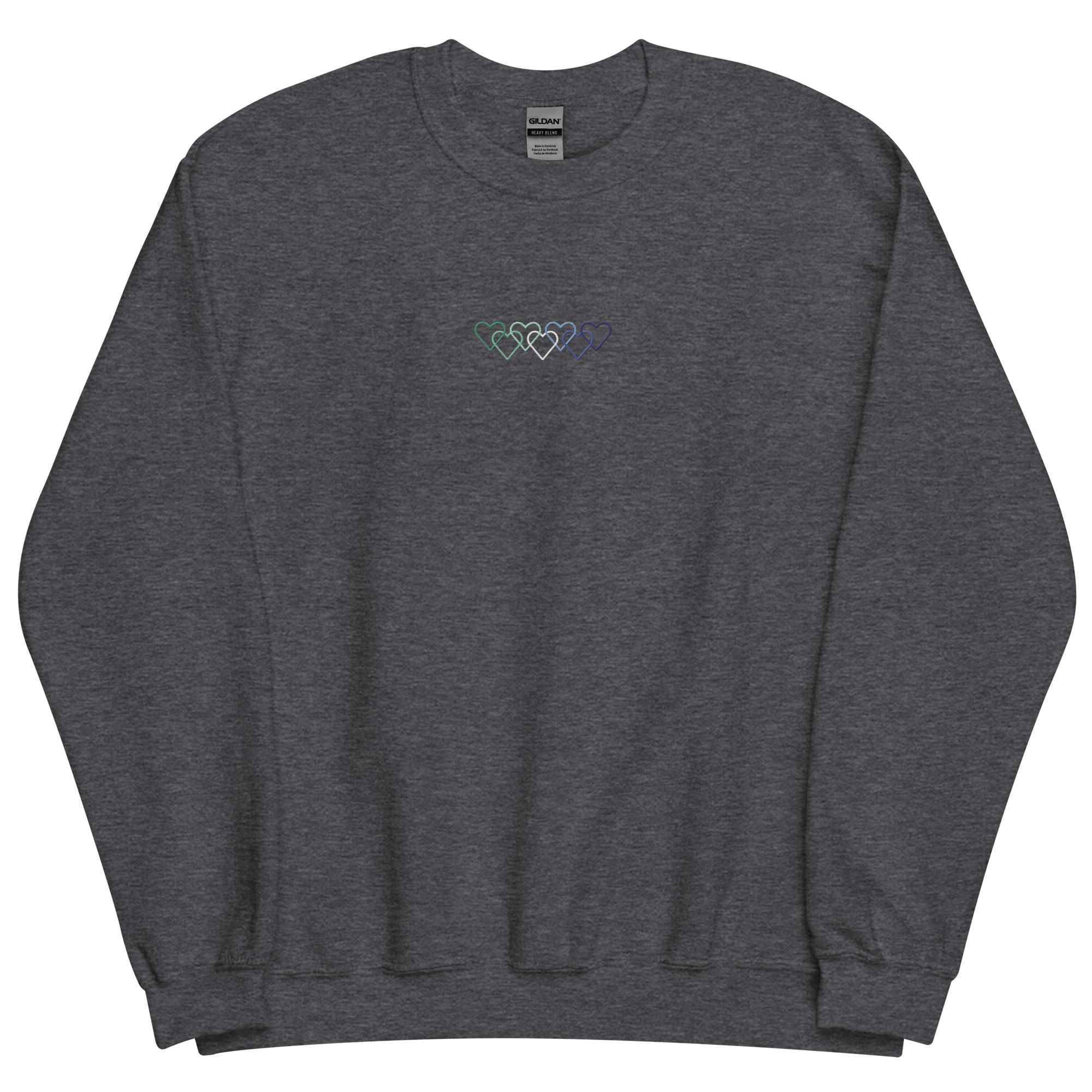 Gay Pride Sweatshirt: Interlaced Heart Outlines Embroidered Sweater
