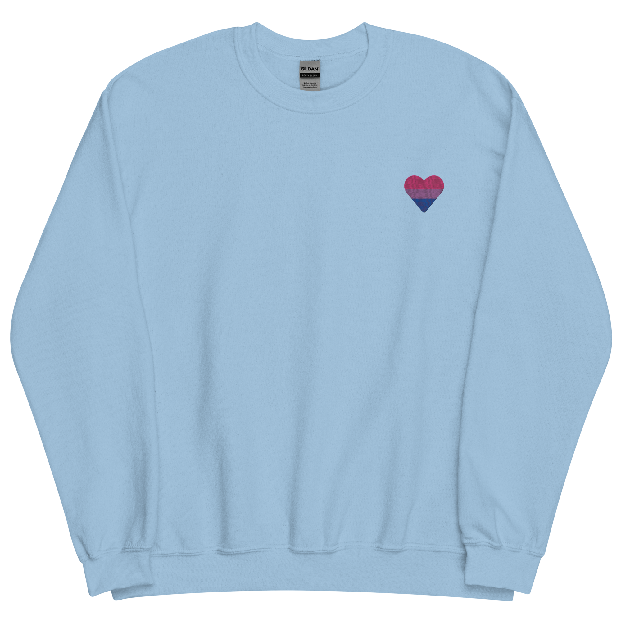 Bisexual Flag Embroidered Heart Sweater: Celebratory LGBTQ+ Pride Design