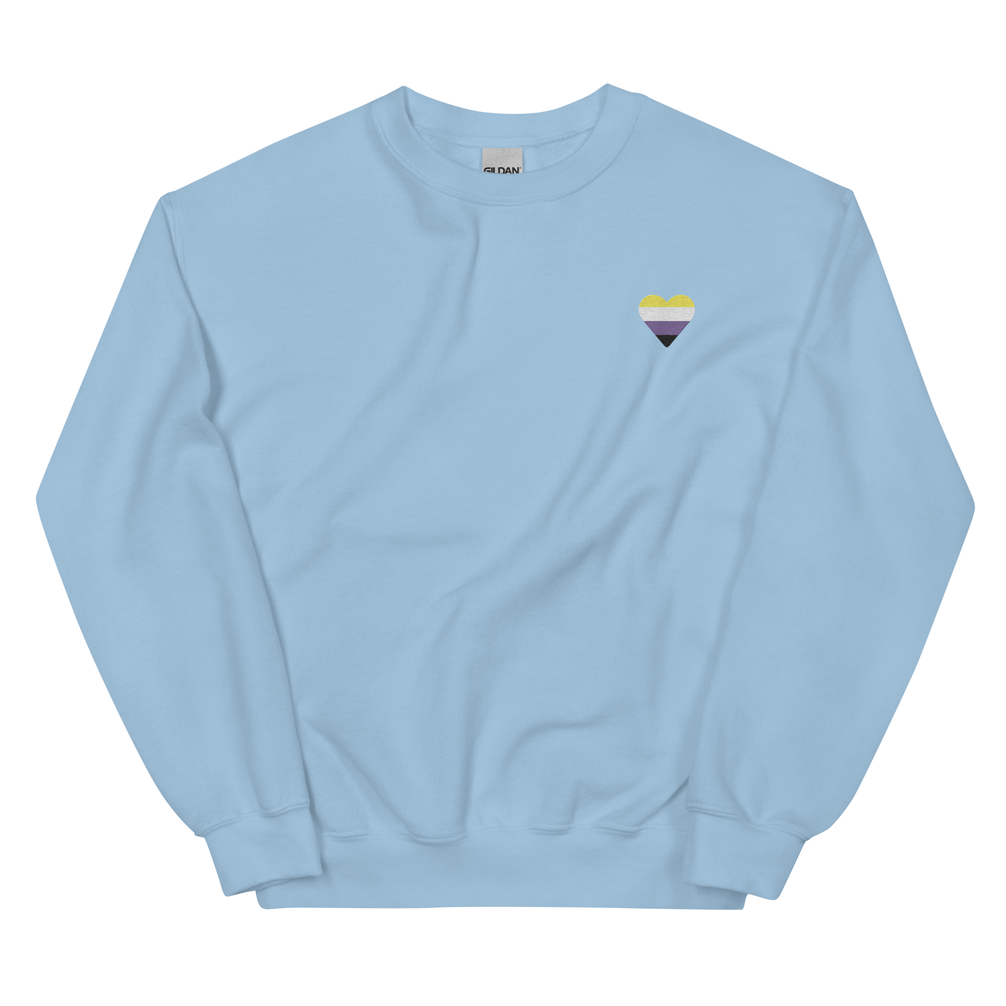 Nonbinary Flag Embroidered Heart Sweater: Celebratory LGBTQ+ Pride Design