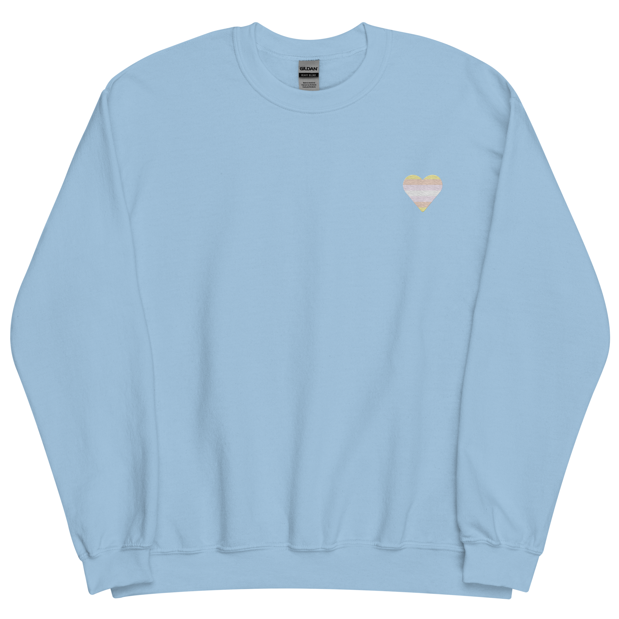Pangender Flag Embroidered Heart Sweater: Celebratory LGBTQ+ Pride Design