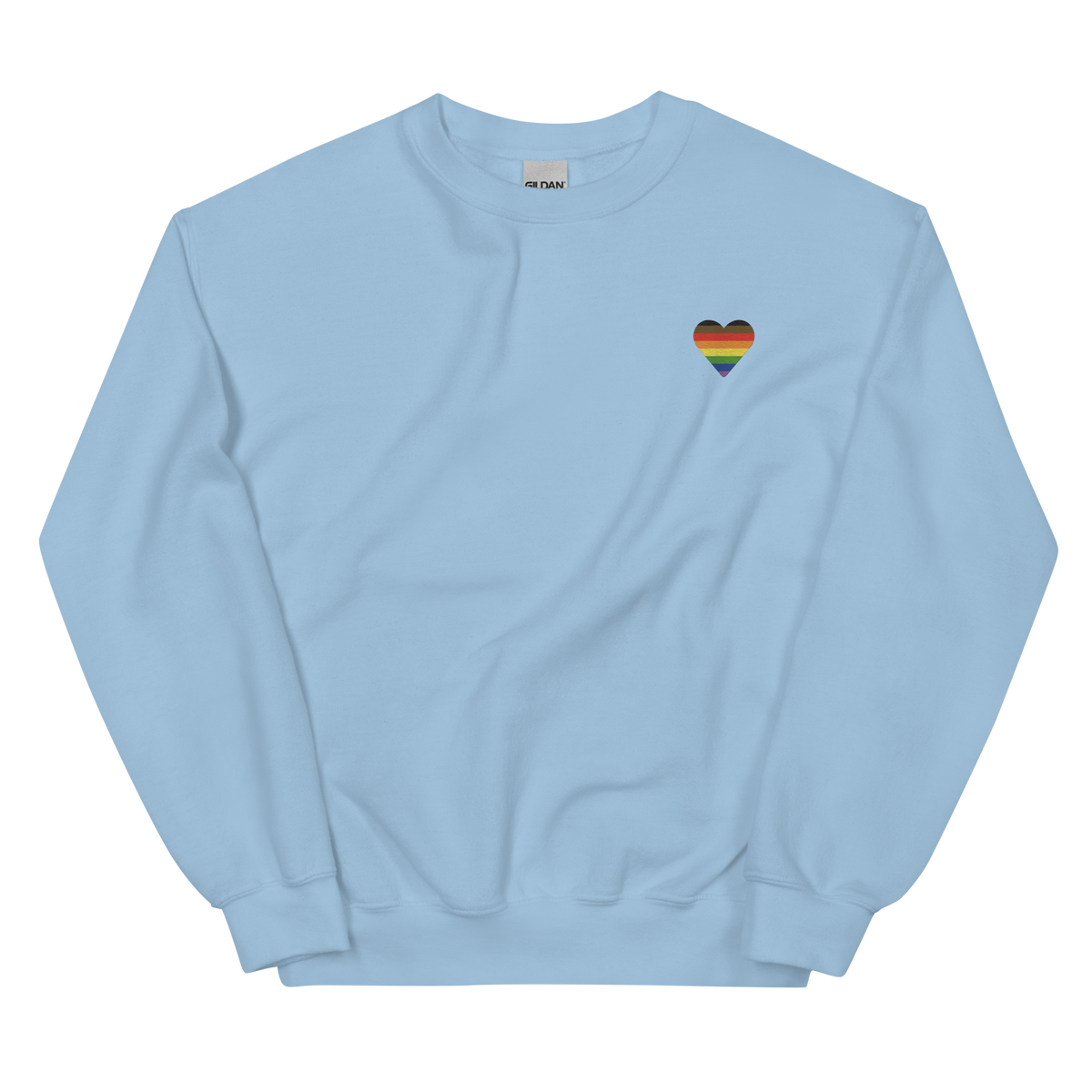 Philly Pride Flag Embroidered Heart Sweater: Celebratory LGBTQ+ Pride Design