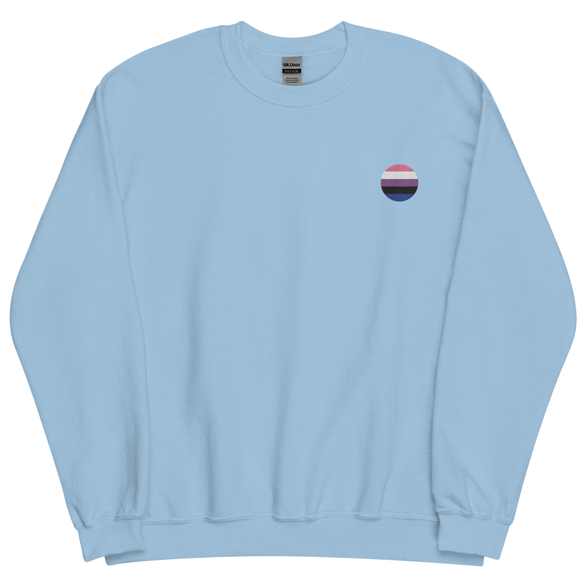 Genderfluid Flag Embroidered Circle Sweatshirt: Celebratory LGBTQ+ Pride Design