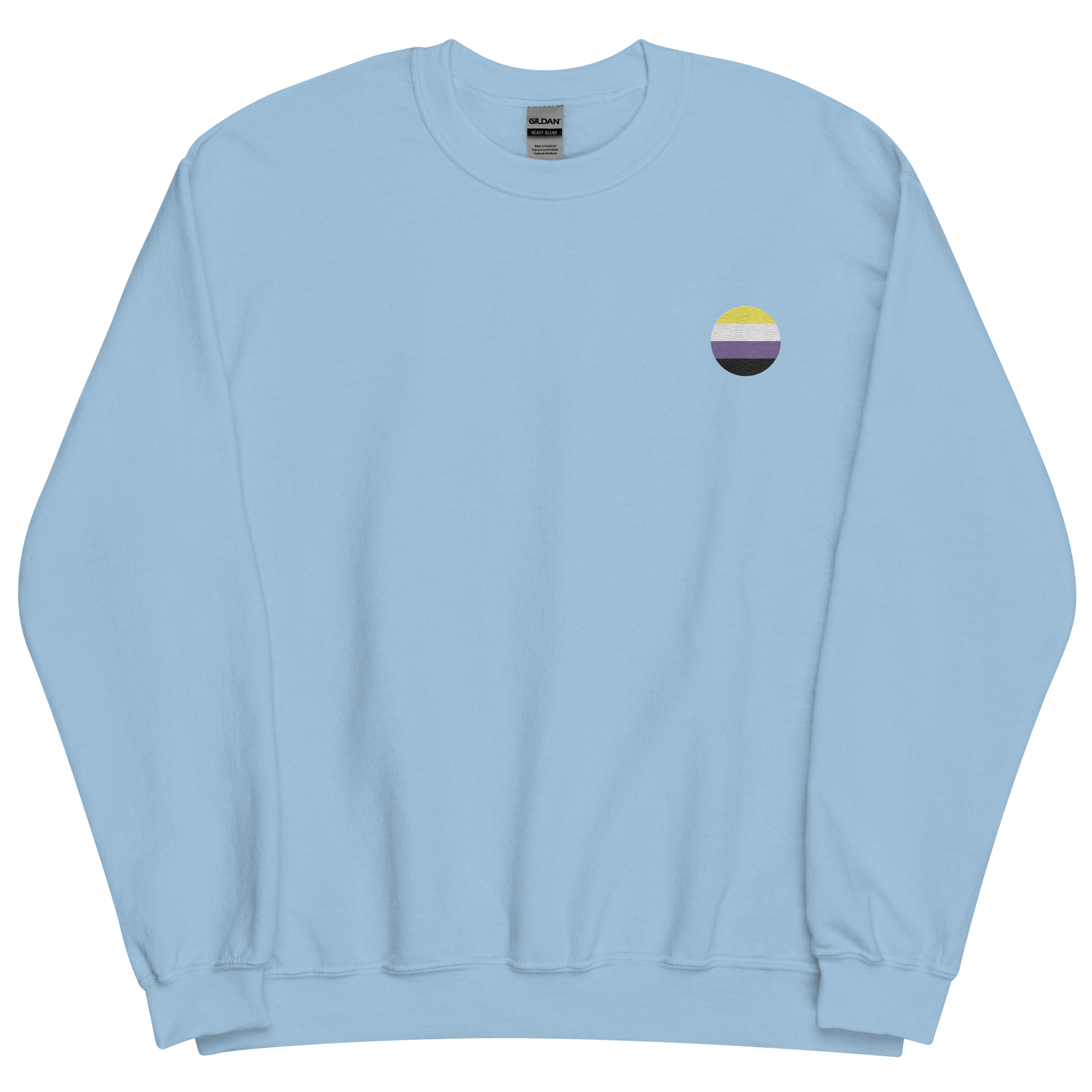 Nonbinary Flag Embroidered Circle Sweatshirt: Celebratory LGBTQ+ Pride Design