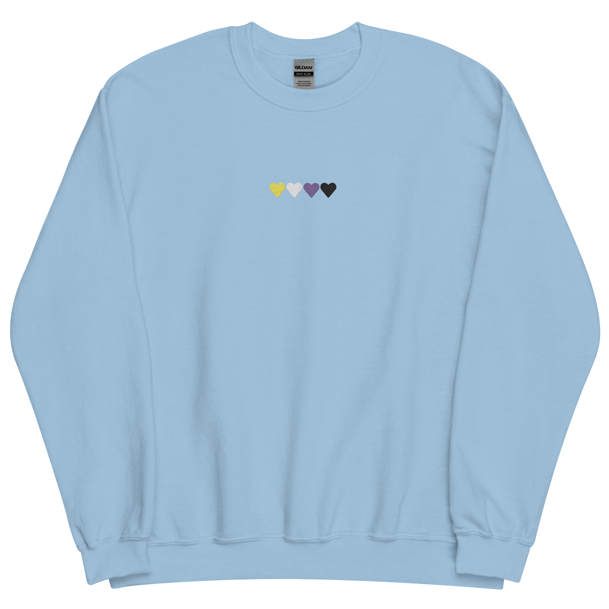 Embroidered Nonbinary Sweatshirt: Pride Flag Horizontal Heart Design