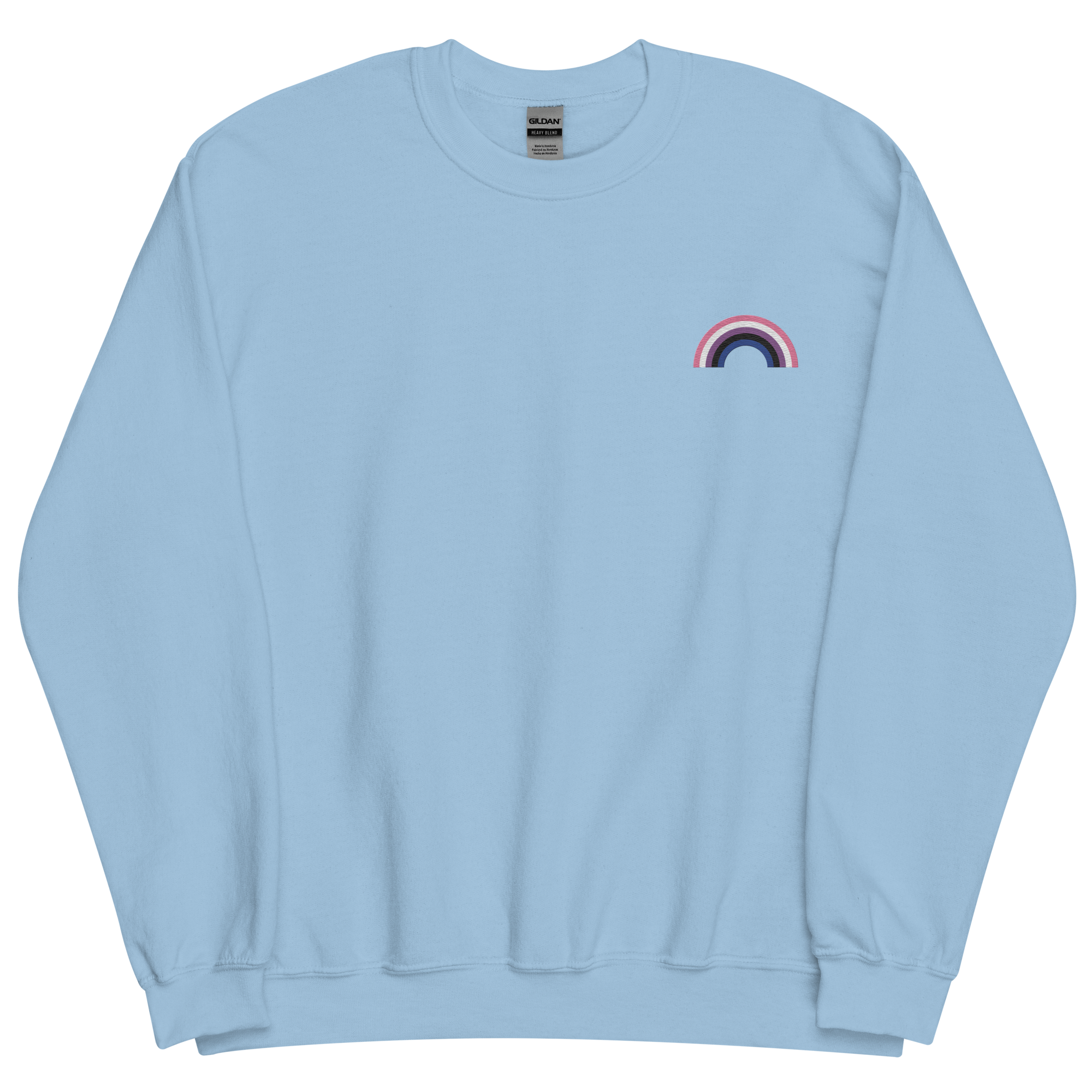 Embroidered Genderfluid Rainbow Sweater: Pride Flag LGBTQ+ Design