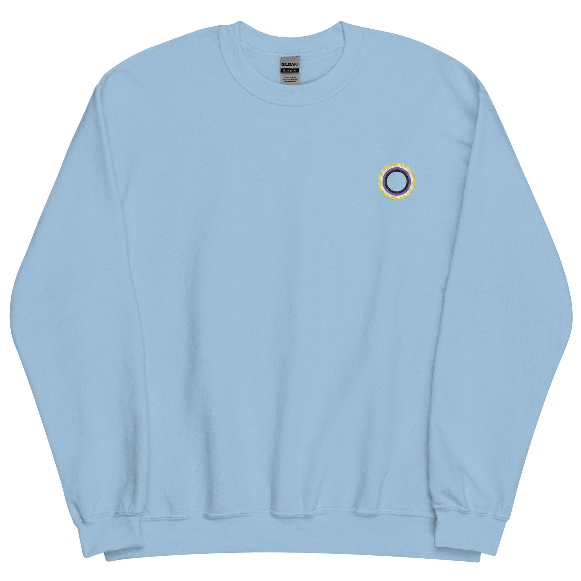 Embroidered Sweatshirt: Nonbinary Pride Ring Emblem Design