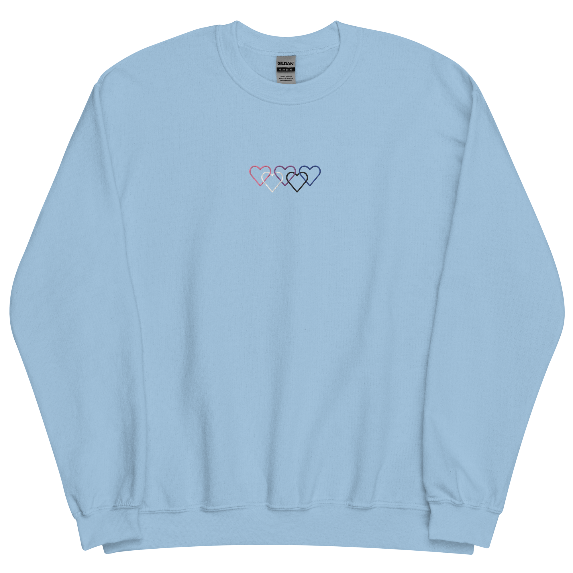 Genderfluid Pride Sweatshirt: Interlaced Heart Outlines Embroidered Sweater