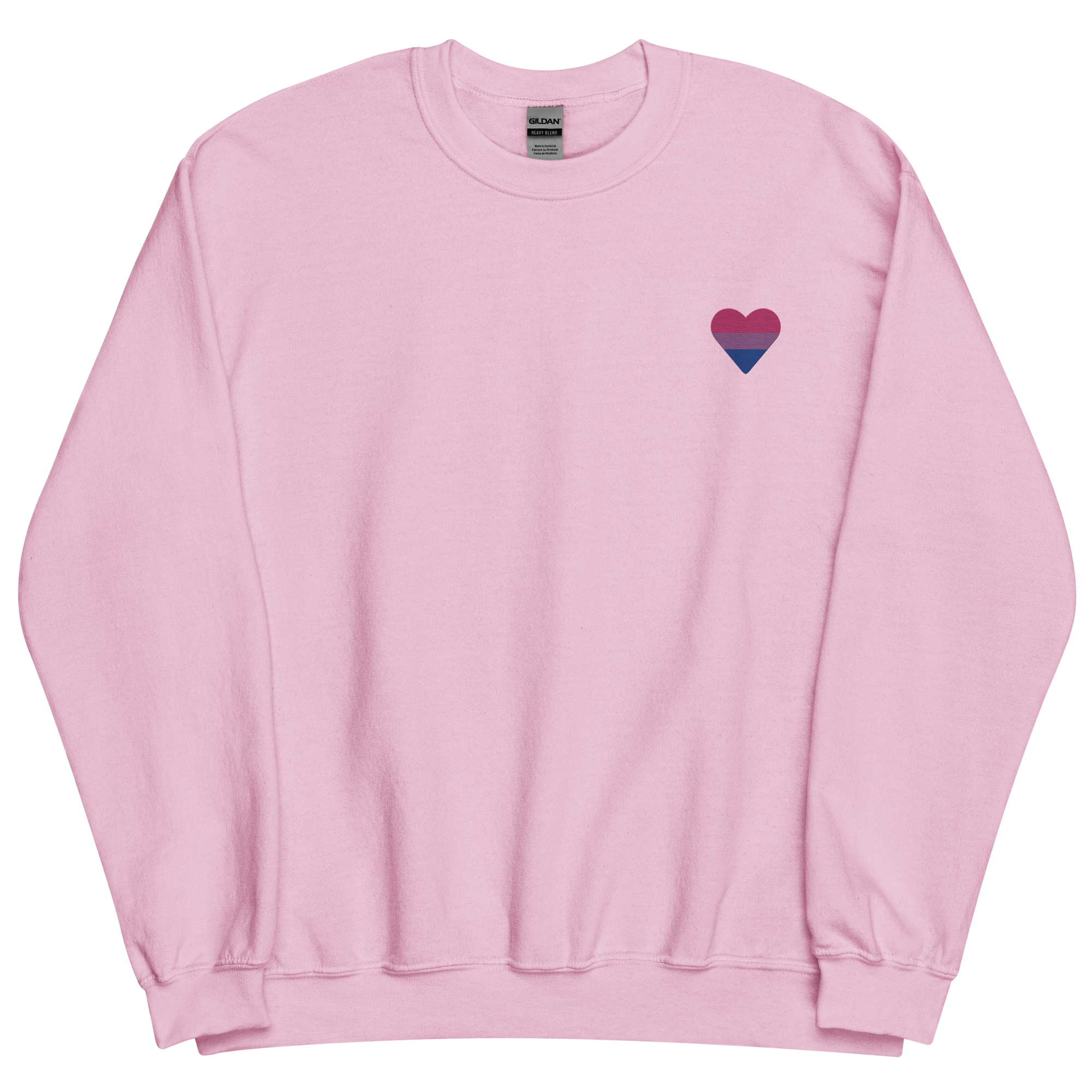 Bisexual Flag Embroidered Heart Sweater: Celebratory LGBTQ+ Pride Design
