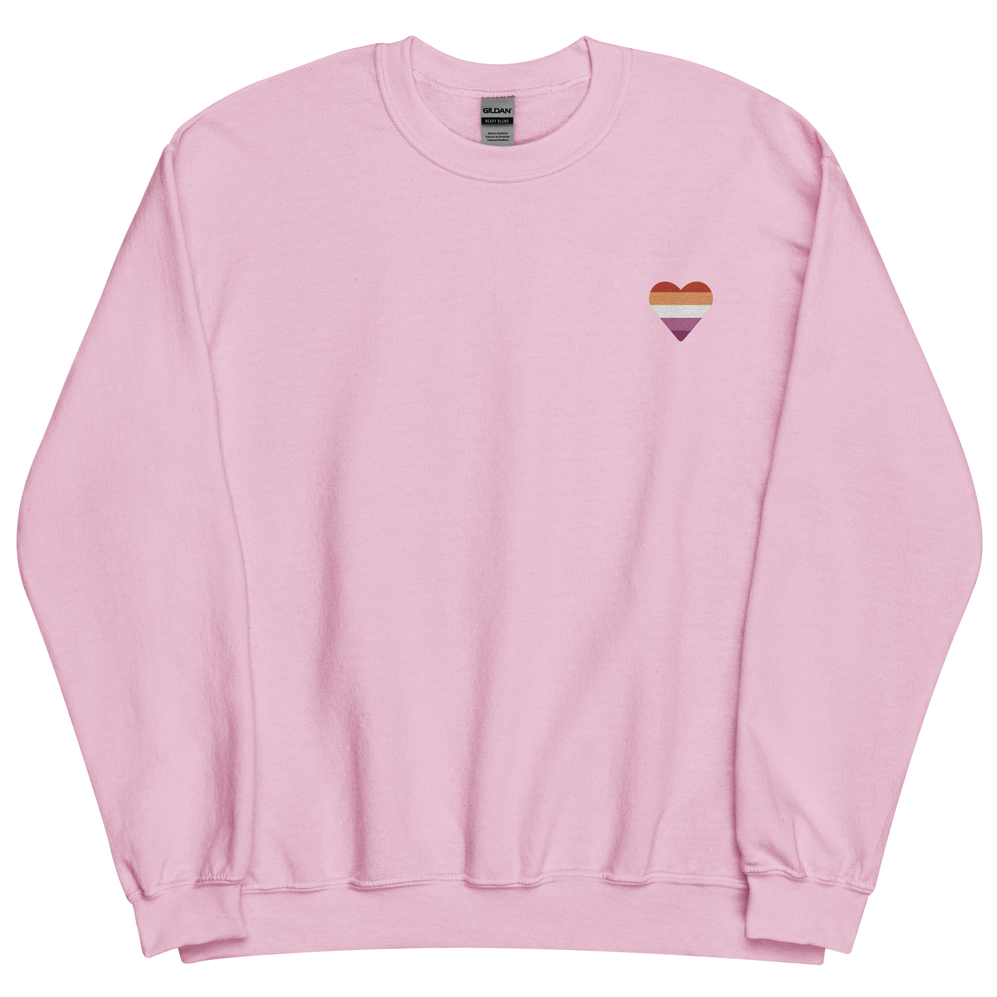 Lesbian Flag Embroidered Heart Sweater: Celebratory LGBTQ+ Pride Design