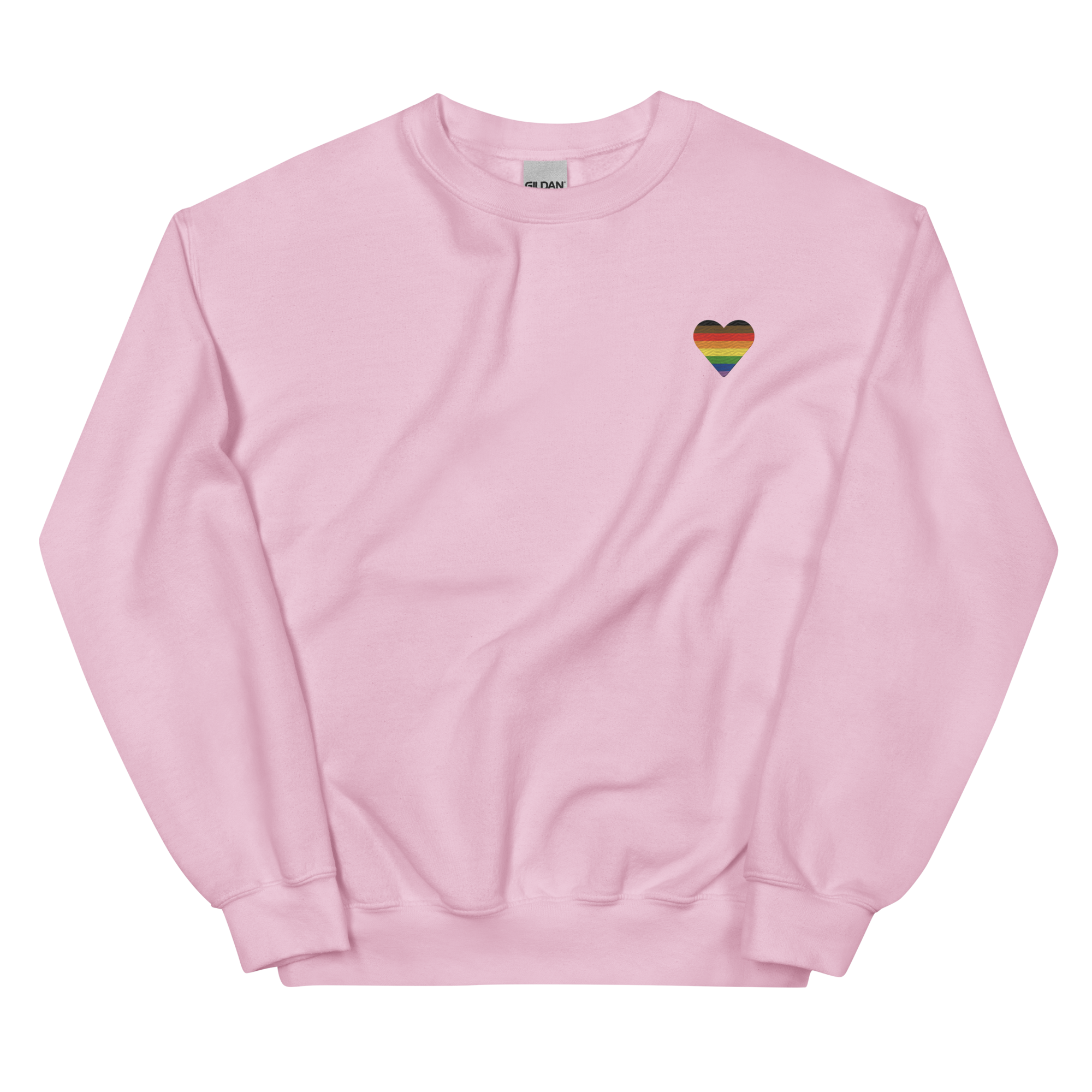 Philly Pride Flag Embroidered Heart Sweater: Celebratory LGBTQ+ Pride Design