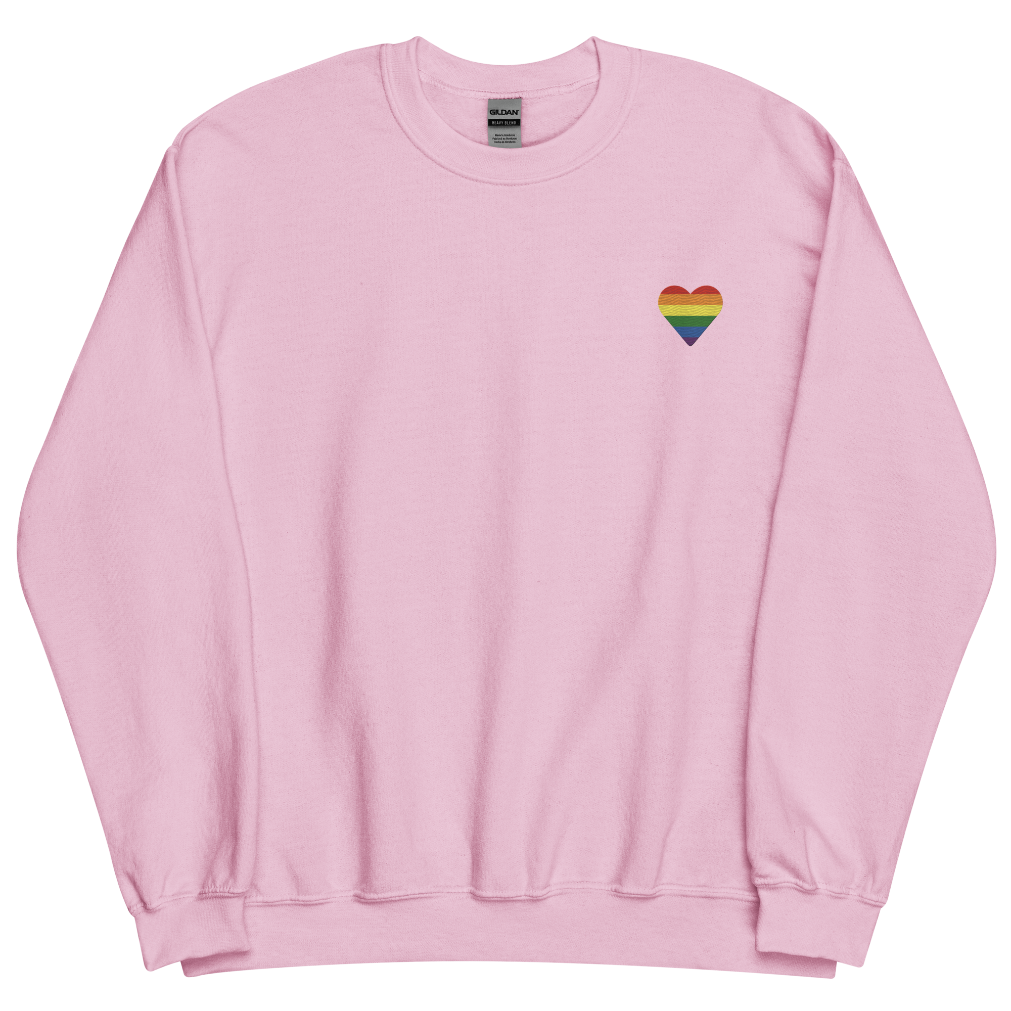 Pride Flag Embroidered Heart Sweater: Celebratory LGBTQ+ Pride Design