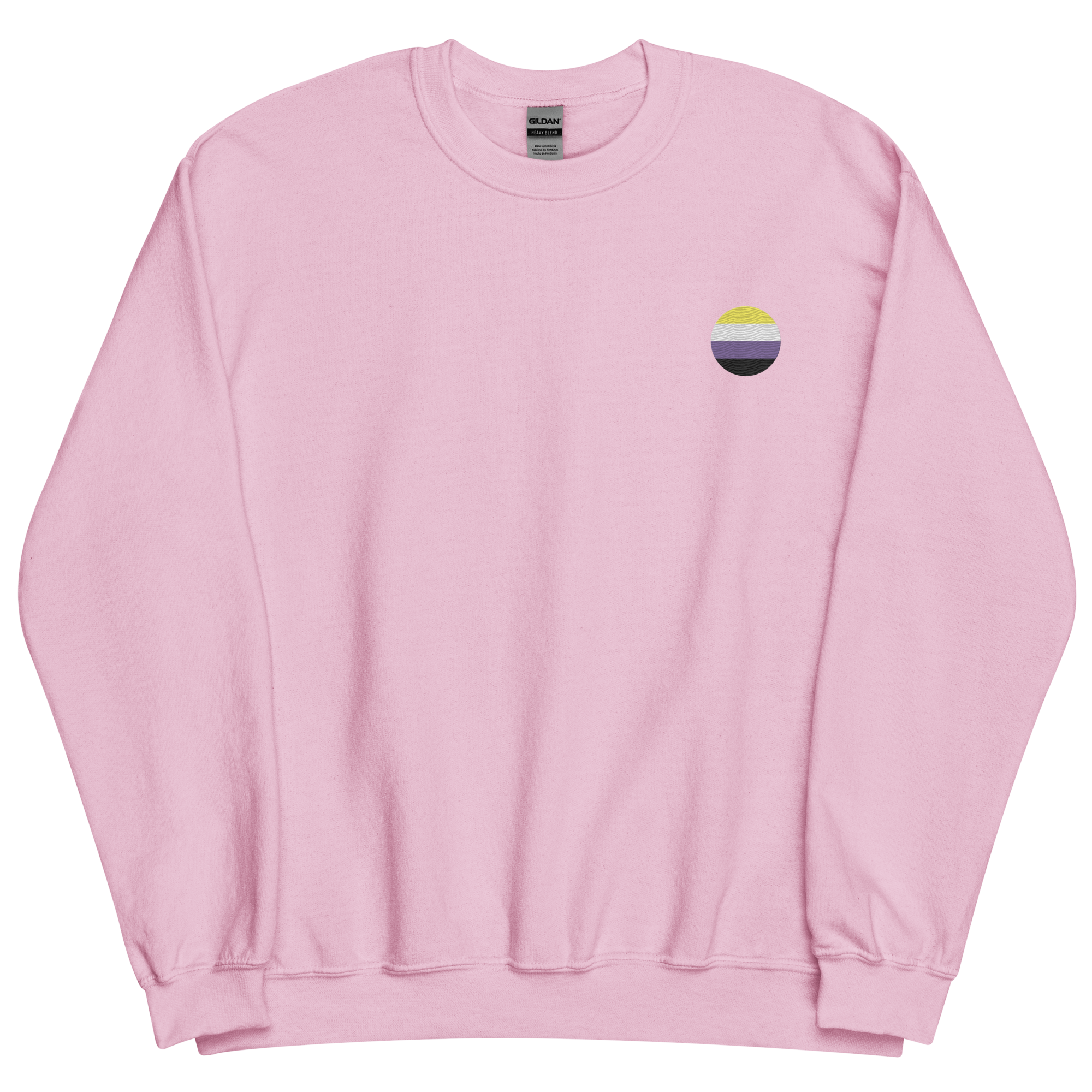 Nonbinary Flag Embroidered Circle Sweatshirt: Celebratory LGBTQ+ Pride Design