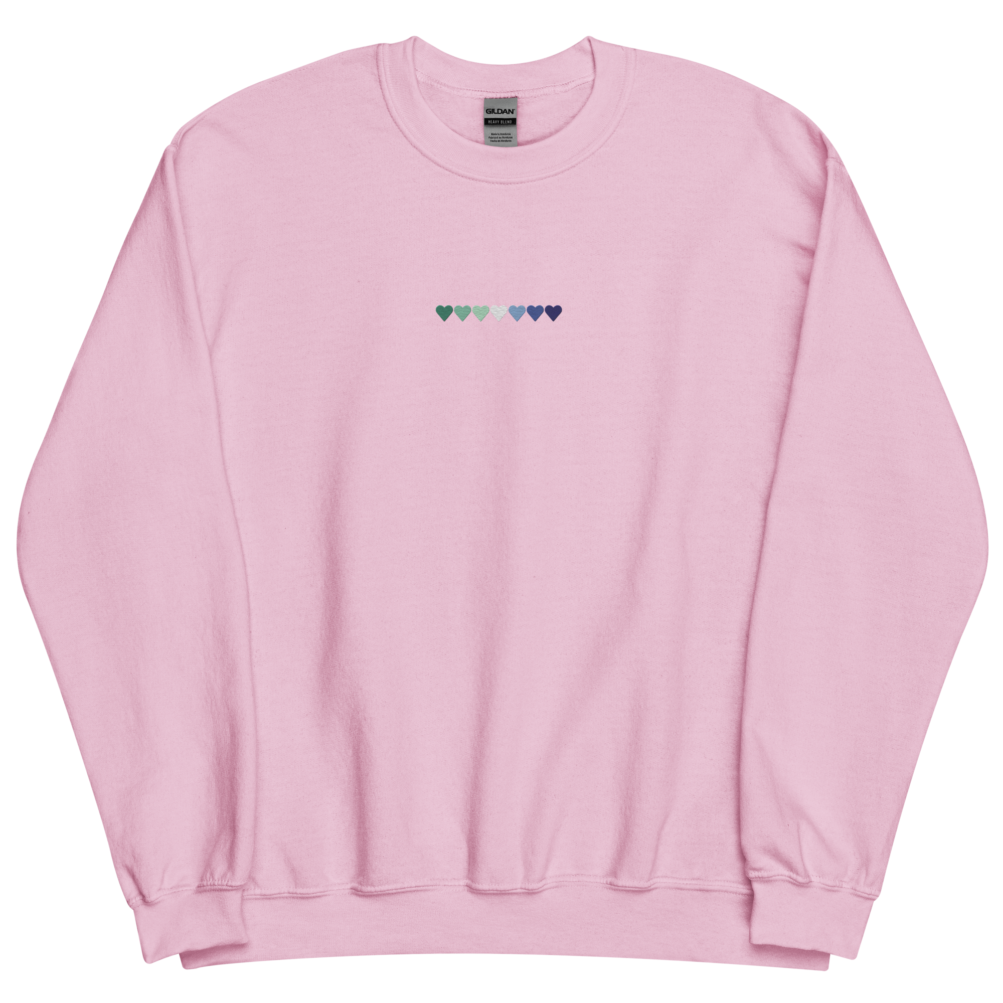 Embroidered Gay Pride Sweatshirt: Pride Flag Horizontal Heart Design