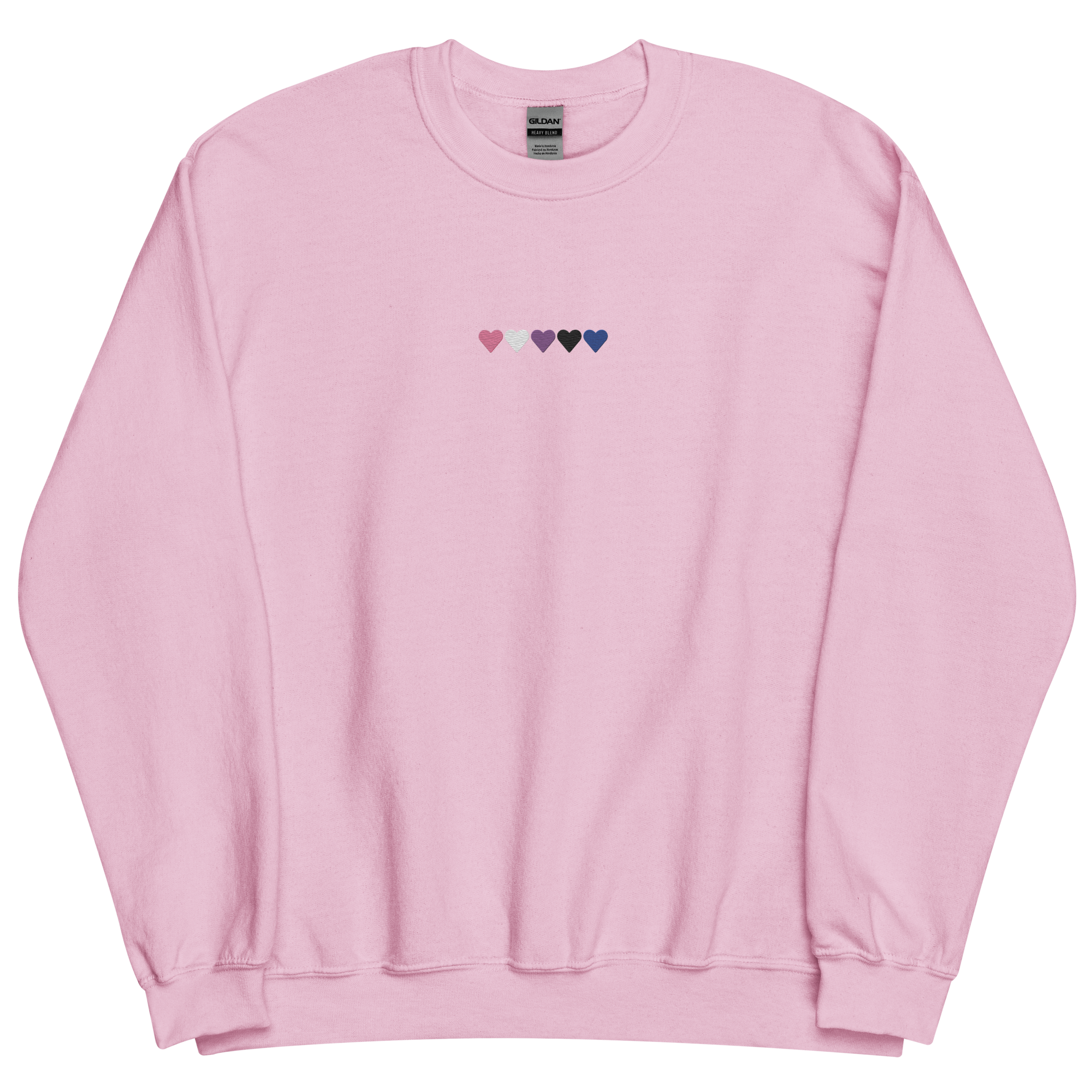 Embroidered Genderfluid Sweatshirt: Pride Flag Horizontal Heart Design