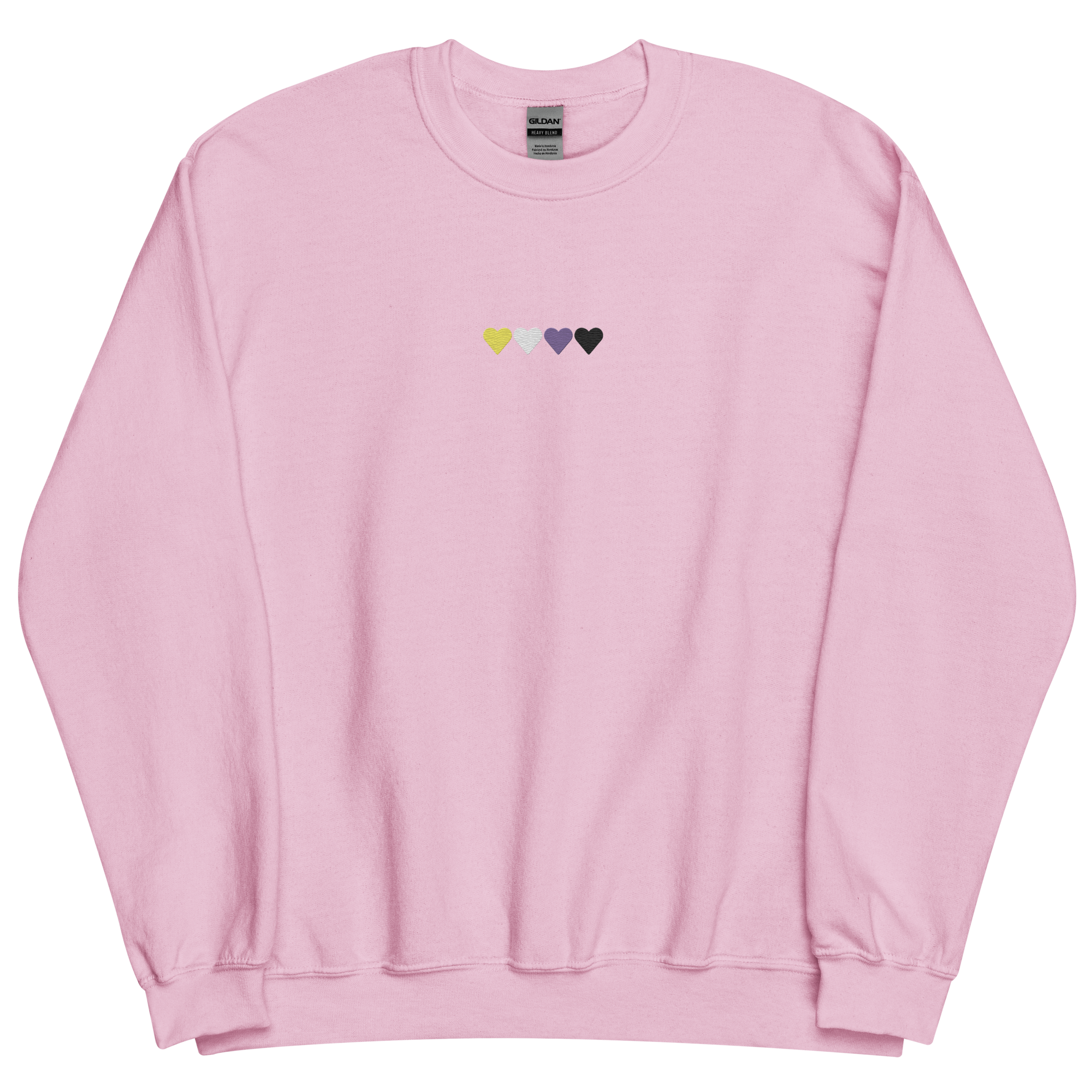 Embroidered Nonbinary Sweatshirt: Pride Flag Horizontal Heart Design