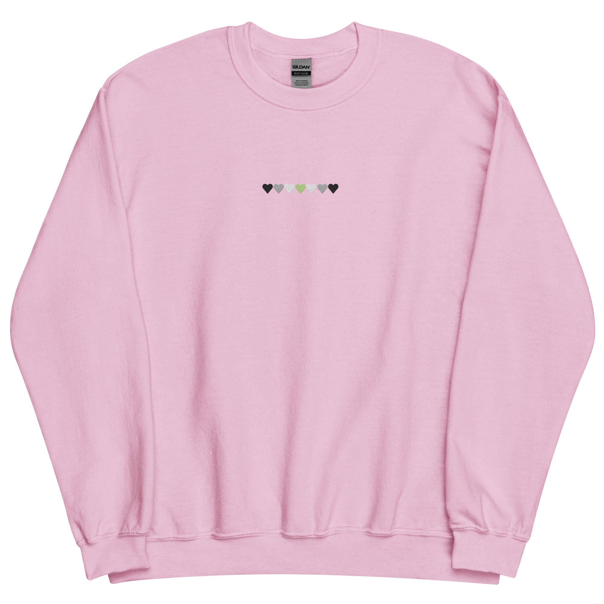 Embroidered Agender Sweatshirt: Pride Flag Horizontal Heart Design