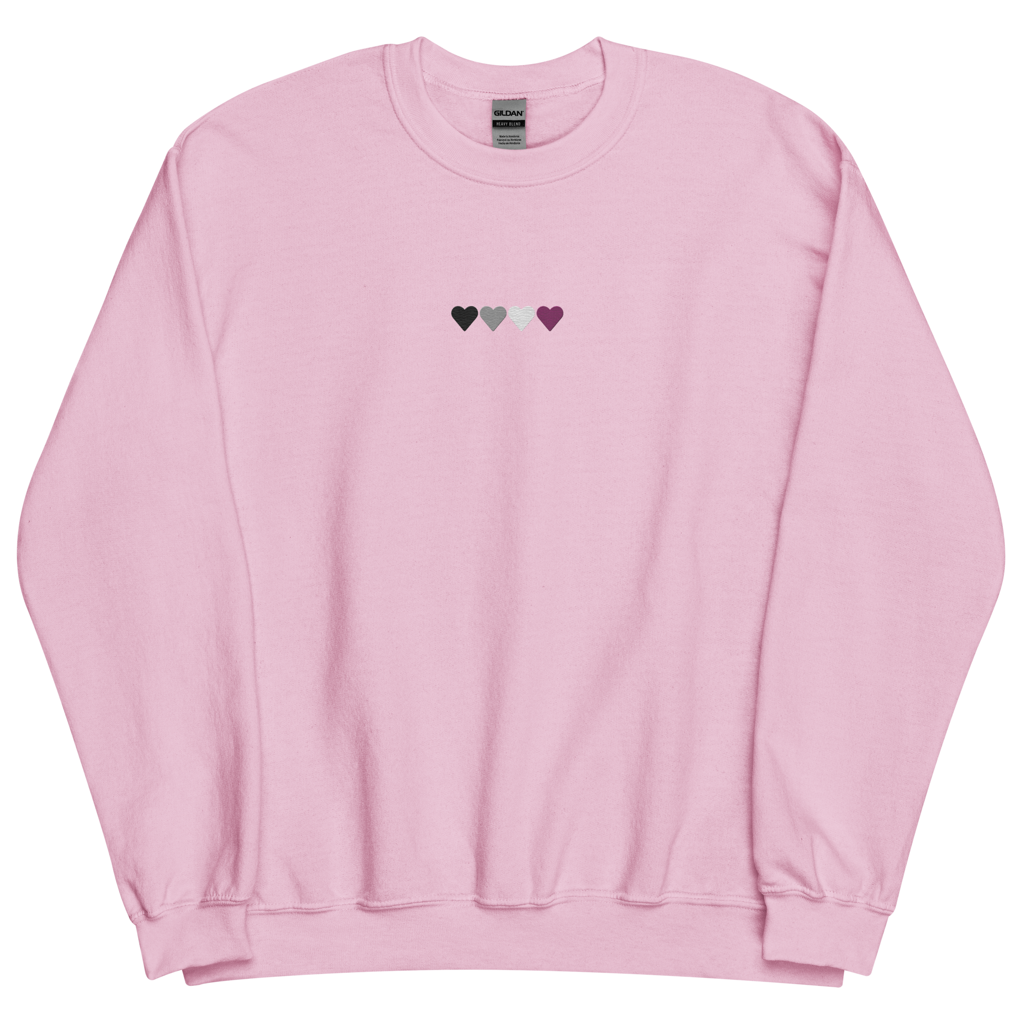 Embroidered Asexual Sweatshirt: Pride Flag Horizontal Heart Design