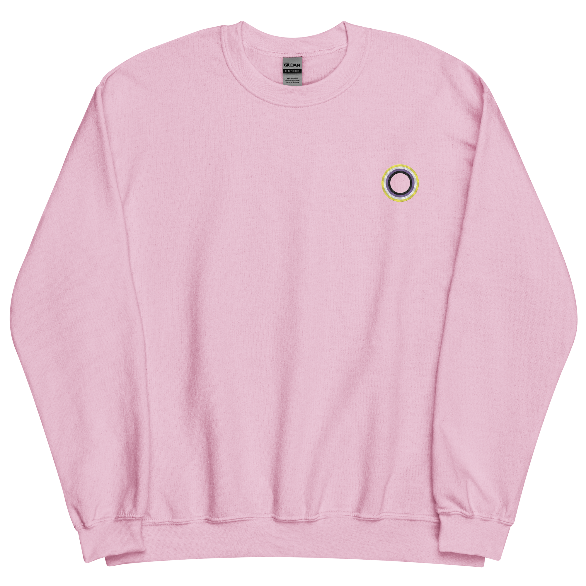 Embroidered Sweatshirt: Nonbinary Pride Ring Emblem Design