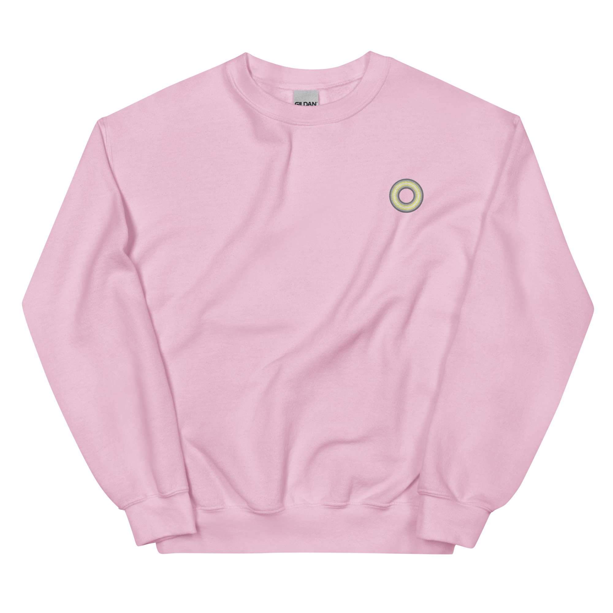 Embroidered Sweatshirt: Demigender Pride Ring Emblem Design