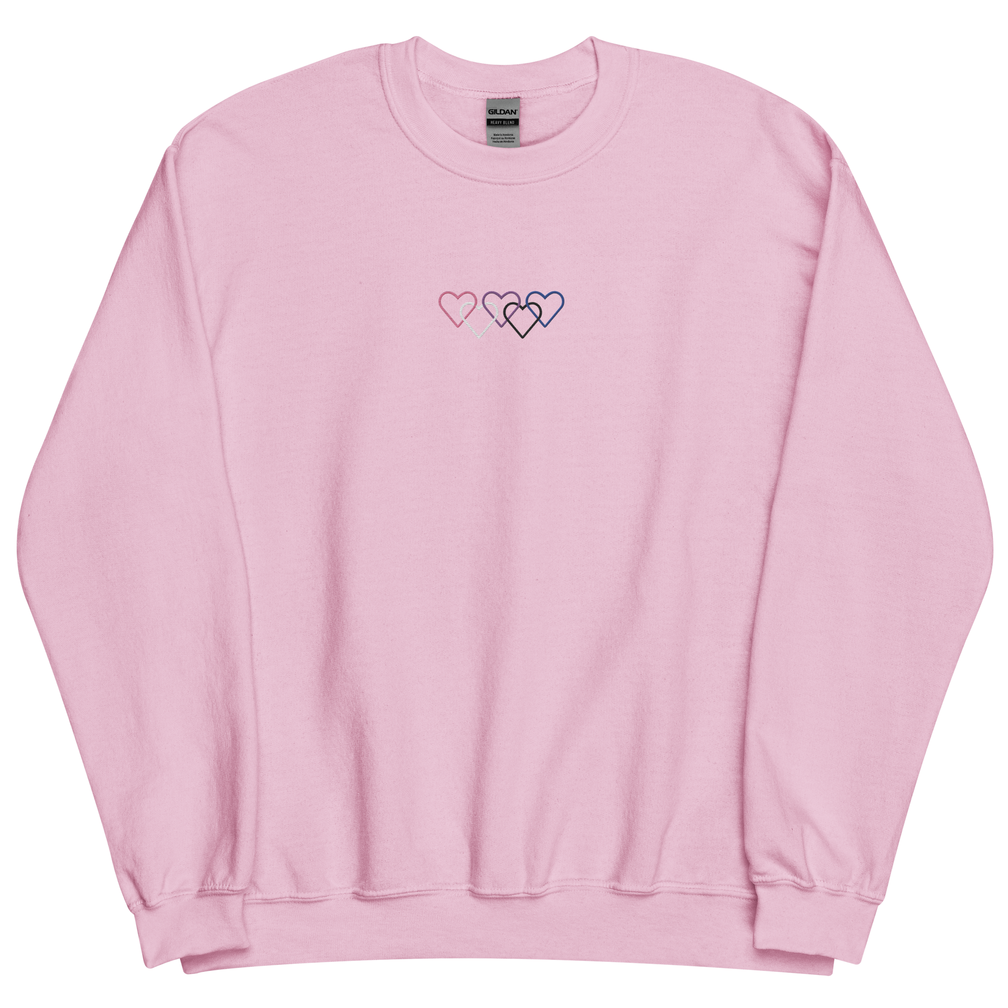 Genderfluid Pride Sweatshirt: Interlaced Heart Outlines Embroidered Sweater