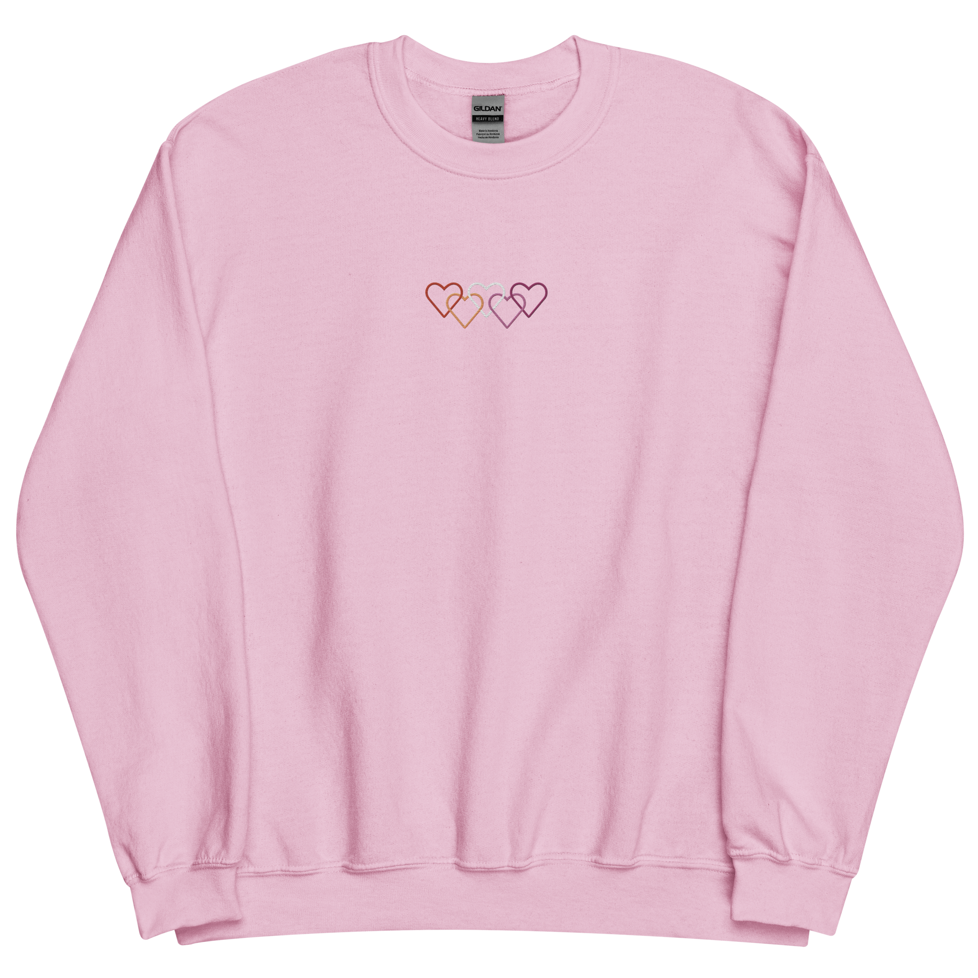 Lesbian Pride Sweatshirt: Interlaced Heart Outlines Embroidered Sweater