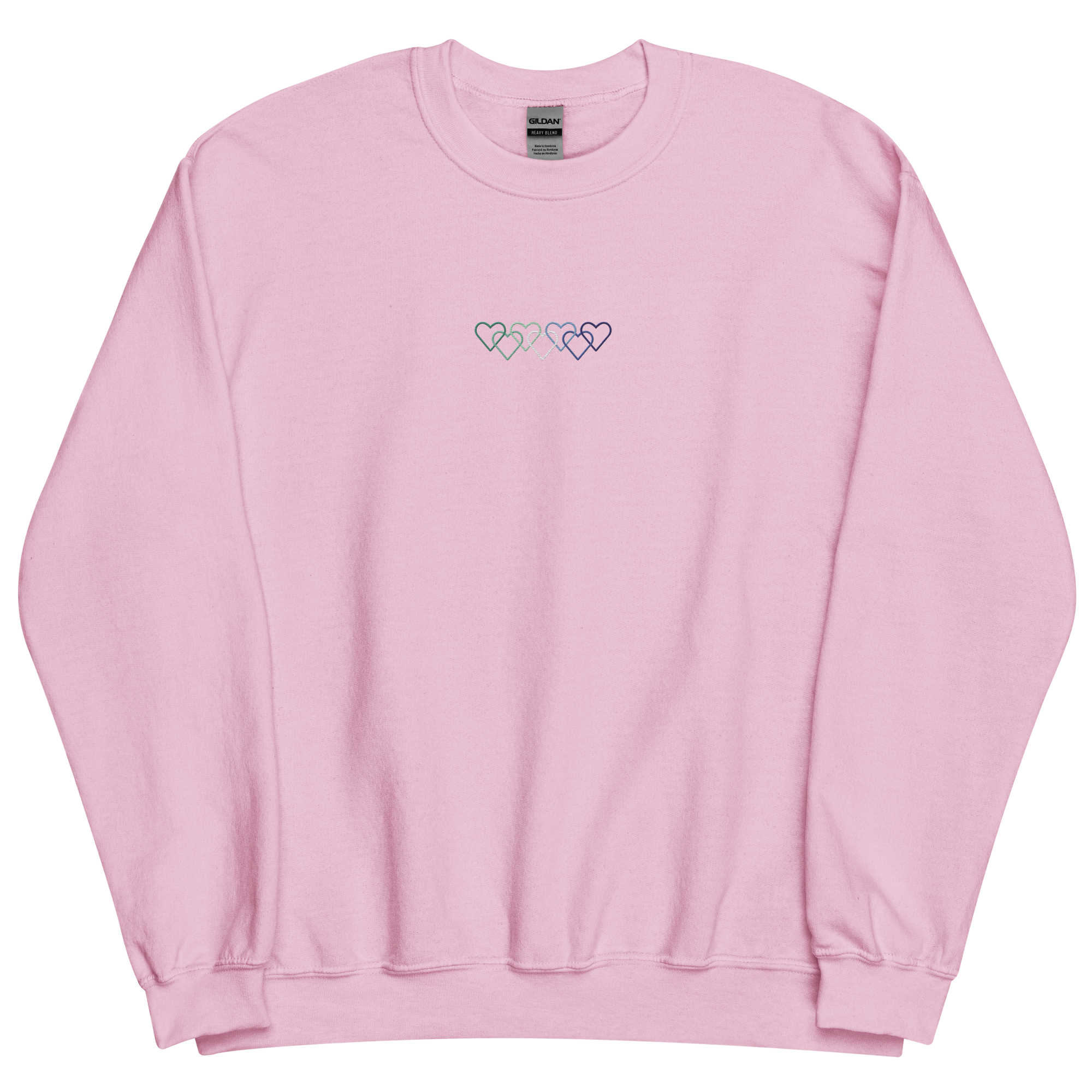 Gay Pride Sweatshirt: Interlaced Heart Outlines Embroidered Sweater