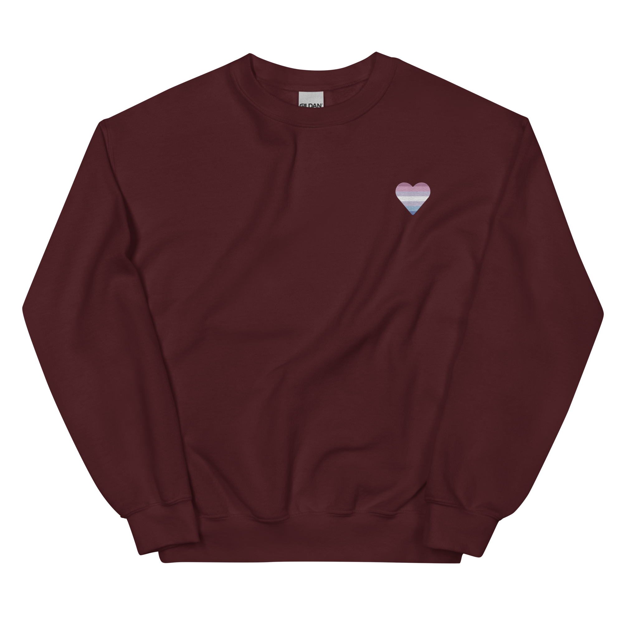 Bigender Flag Embroidered Heart Sweater: Celebratory LGBTQ+ Pride Design