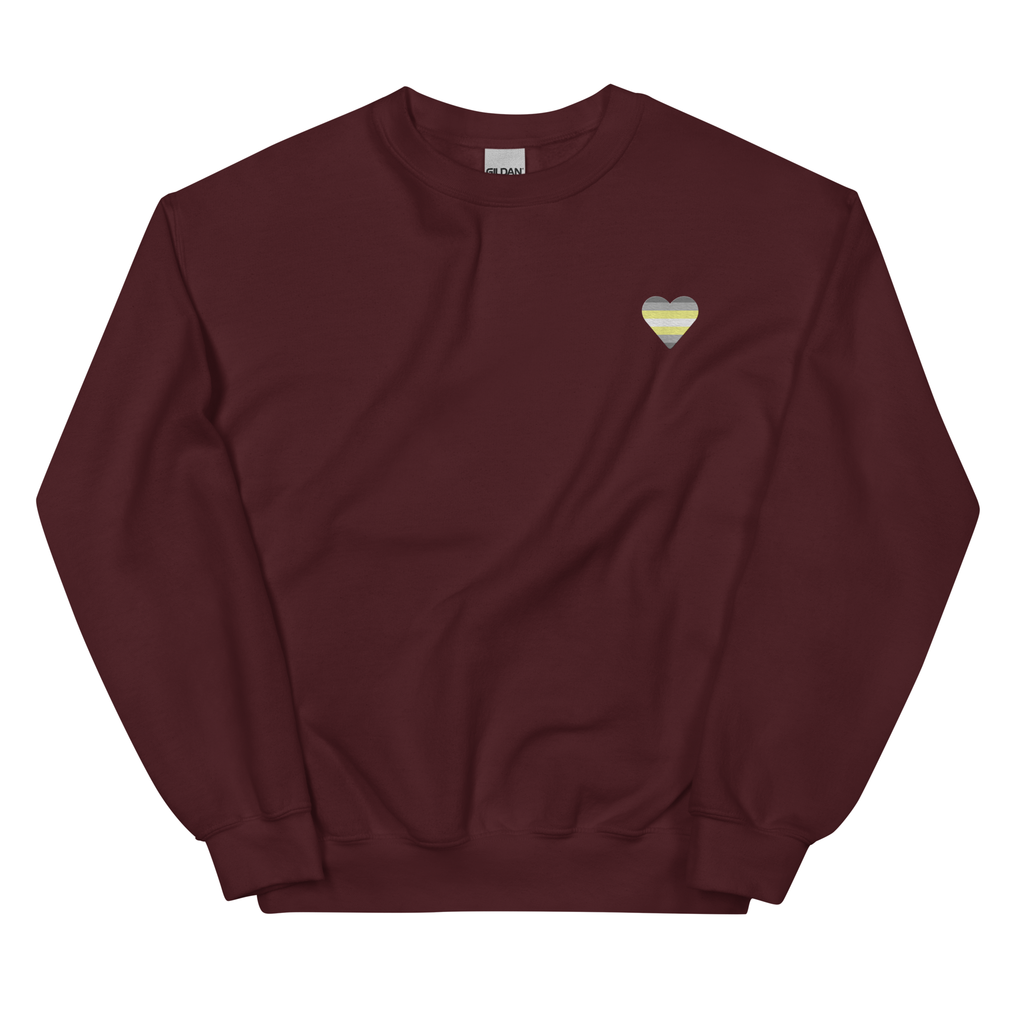 Demigender Flag Embroidered Heart Sweater: Celebratory LGBTQ+ Pride Design