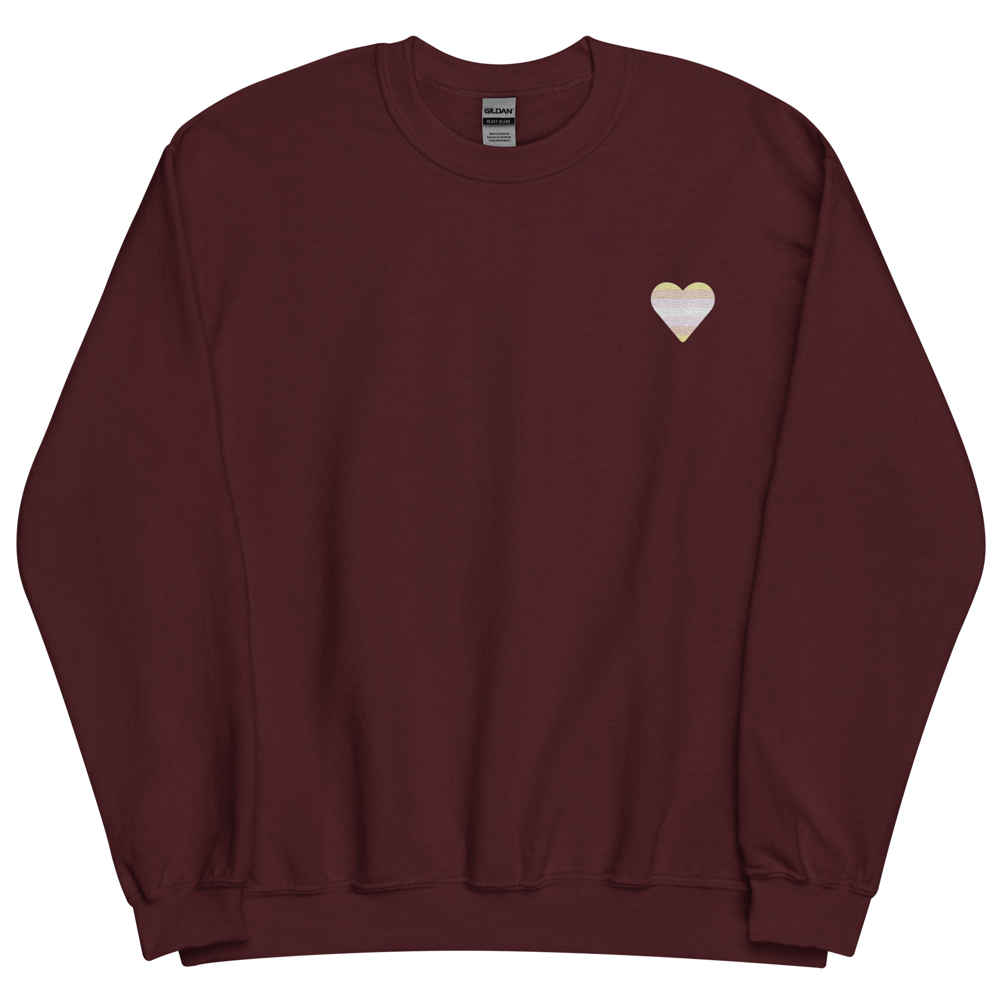 Pangender Flag Embroidered Heart Sweater: Celebratory LGBTQ+ Pride Design