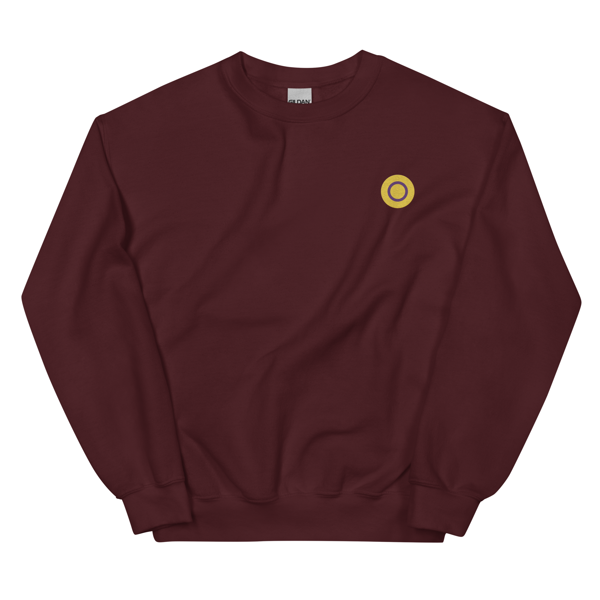 Intersex Flag Embroidered Circle Sweatshirt: Celebratory LGBTQ+ Pride Design