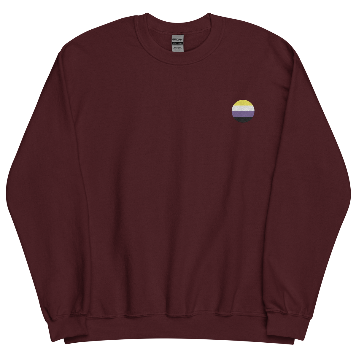 Nonbinary Flag Embroidered Circle Sweatshirt: Celebratory LGBTQ+ Pride Design