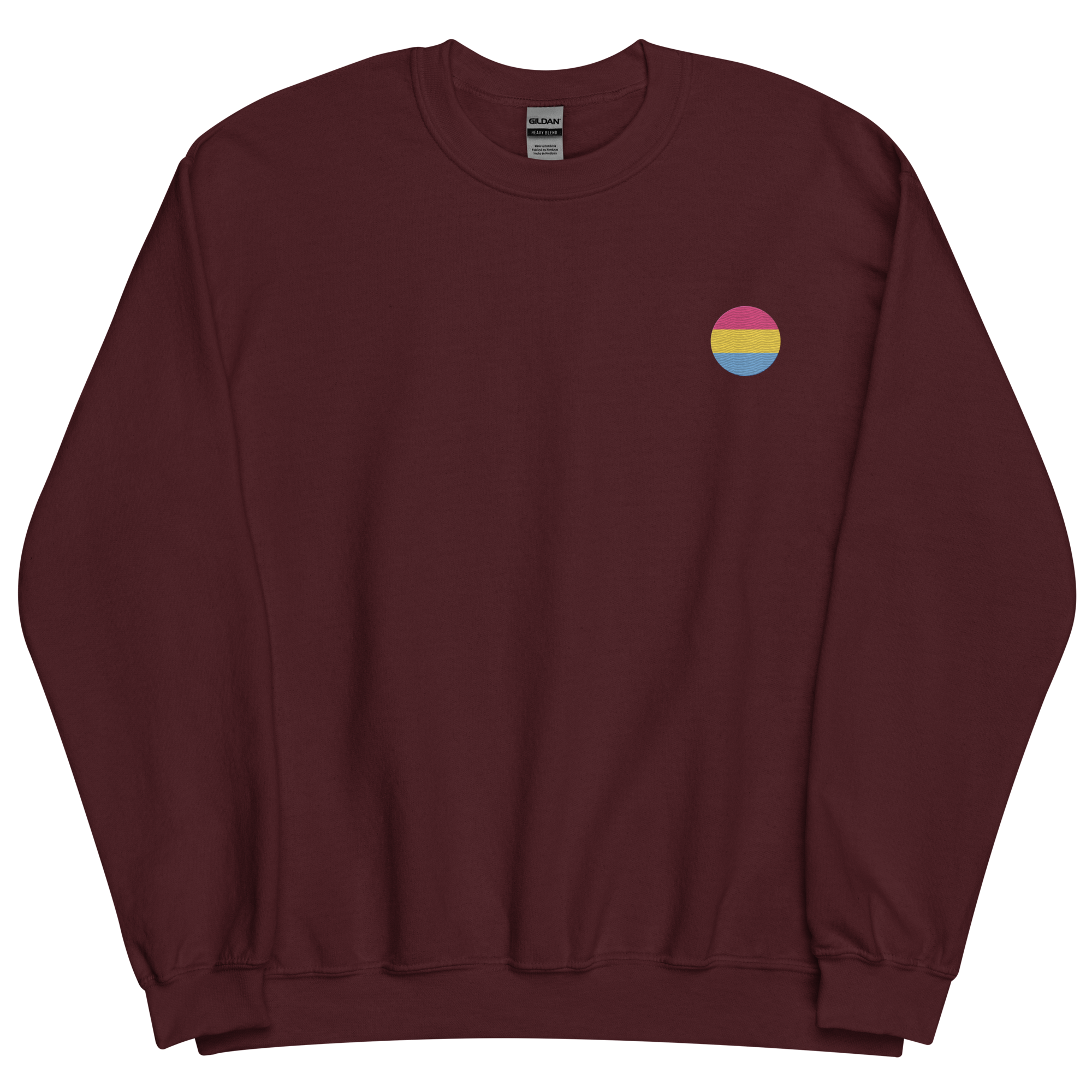 Pansexual Flag Embroidered Circle Sweatshirt: Celebratory LGBTQ+ Pride Design