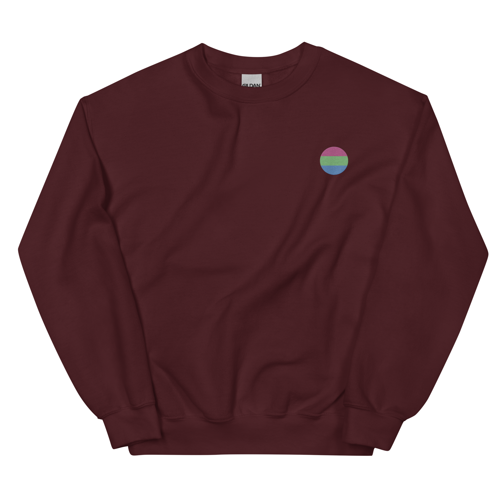 Polysexual Flag Embroidered Circle Sweatshirt: Celebratory LGBTQ+ Pride Design