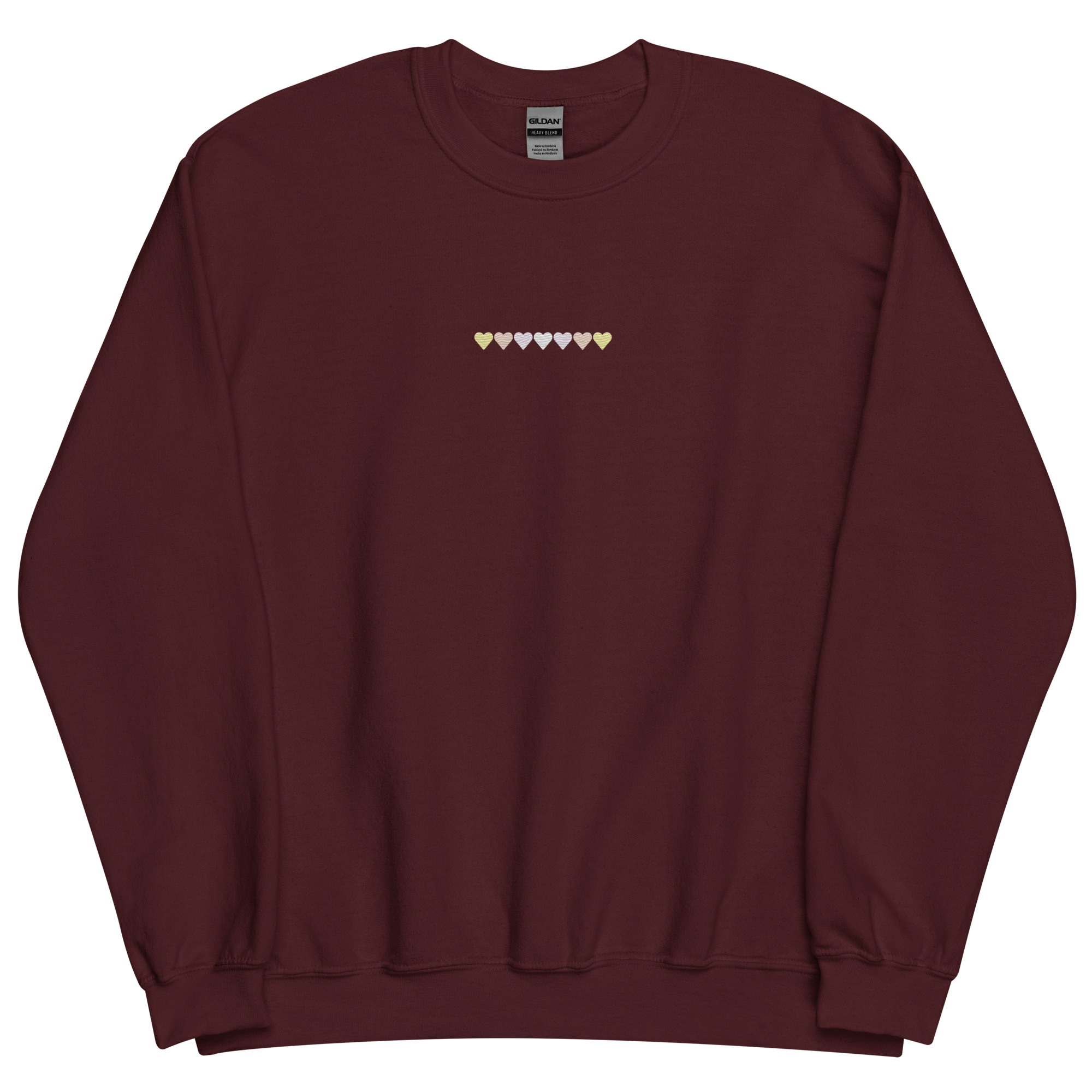 Embroidered Pangender Sweatshirt: Pride Flag Horizontal Heart Design