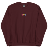 Embroidered Pansexual Sweatshirt: Pride Flag Horizontal Heart Design
