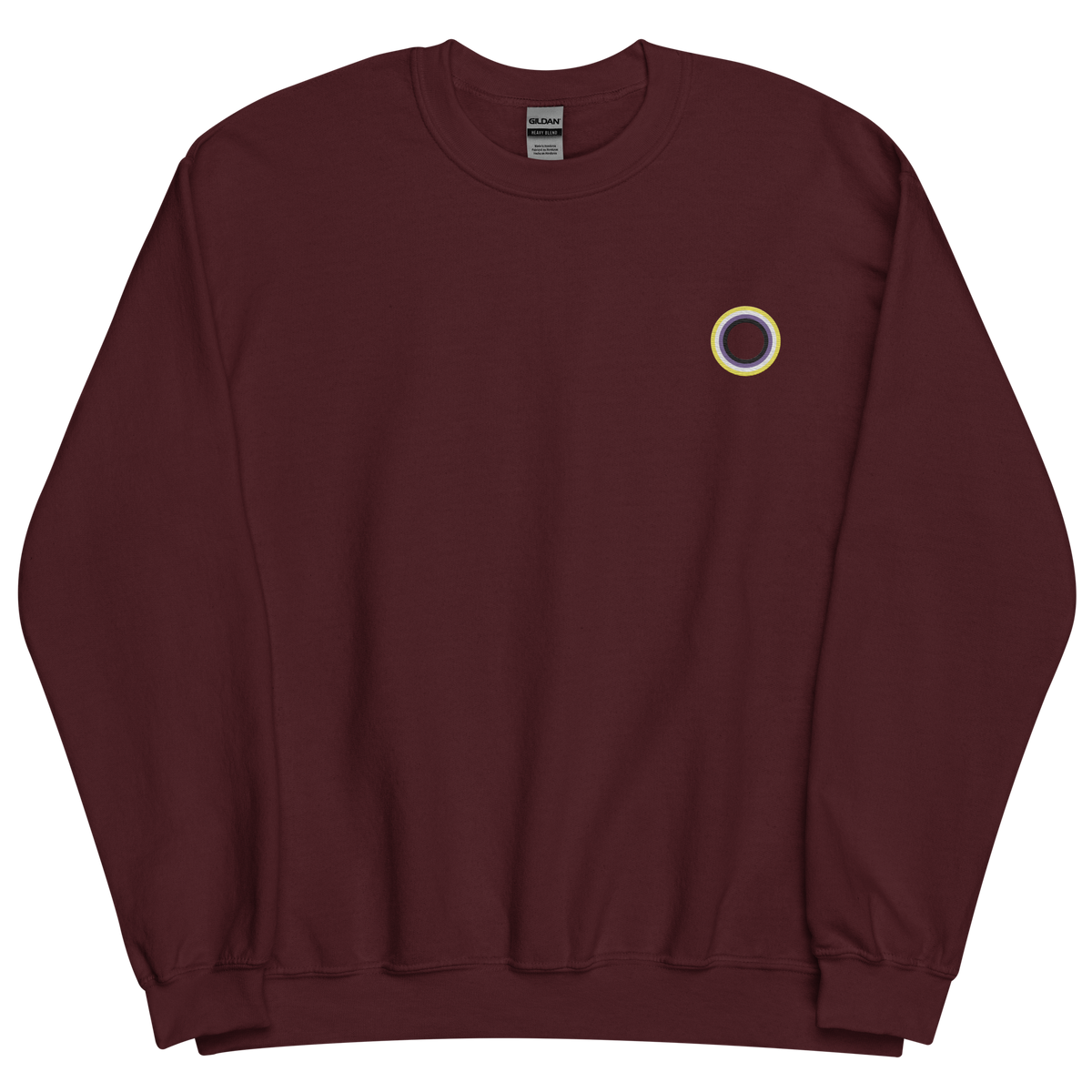 Embroidered Sweatshirt: Nonbinary Pride Ring Emblem Design