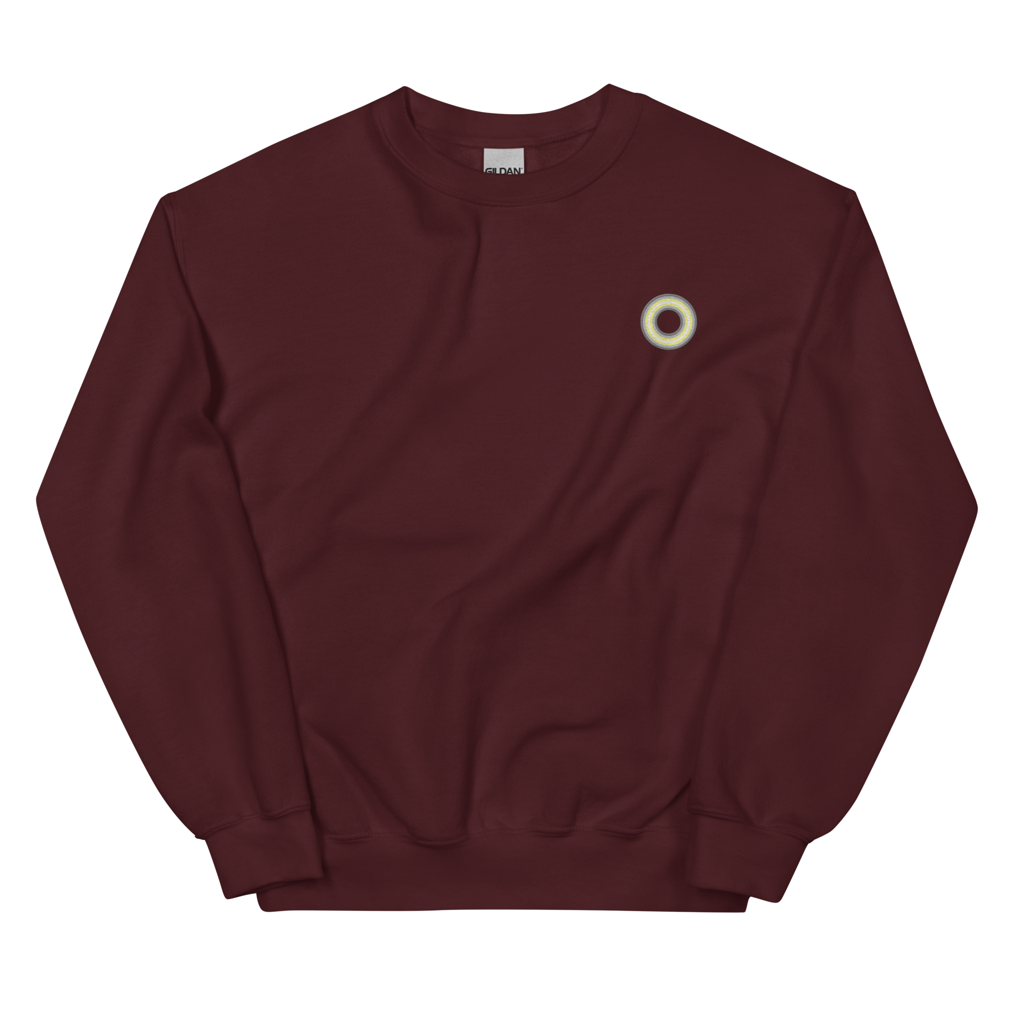 Embroidered Sweatshirt: Demigender Pride Ring Emblem Design