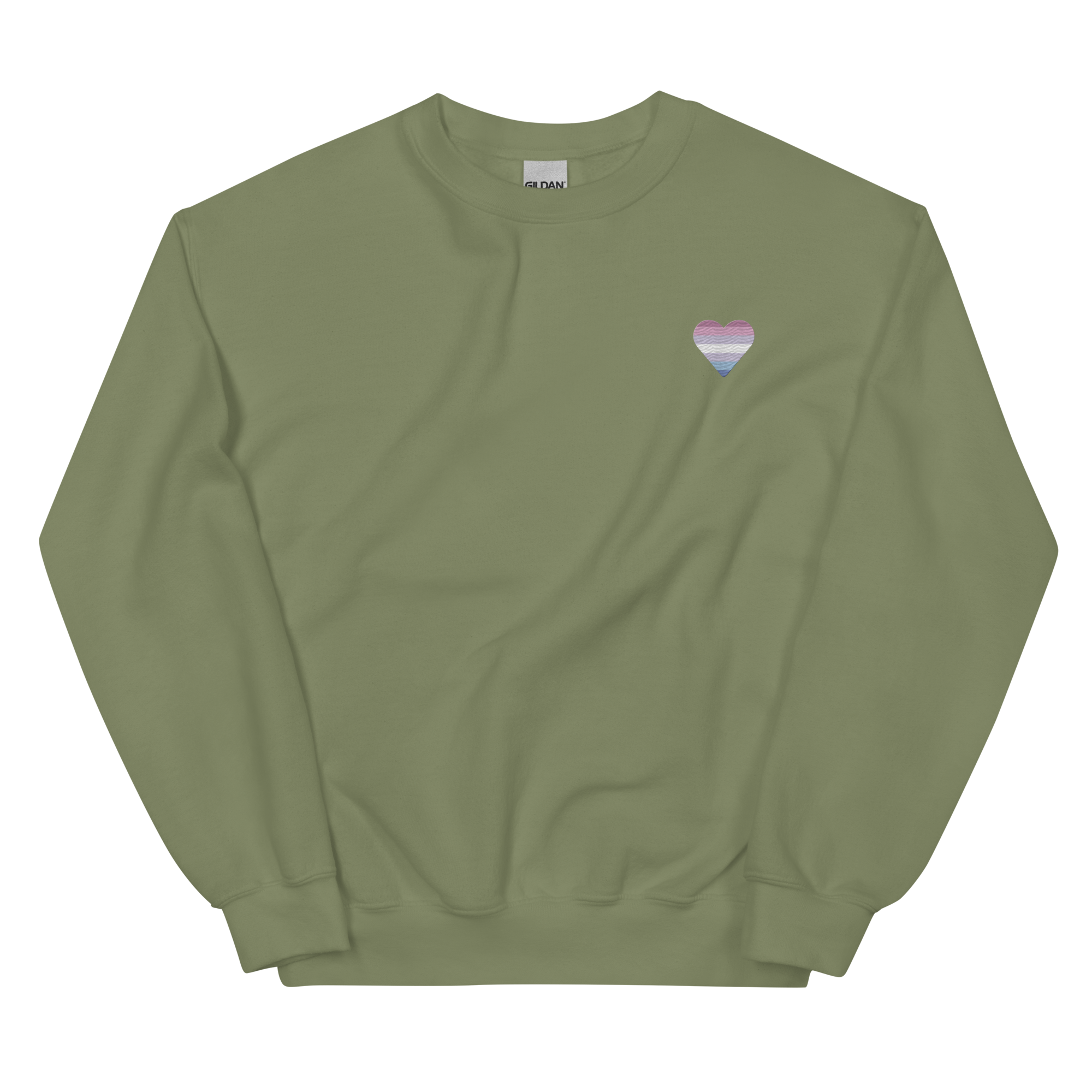 Bigender Flag Embroidered Heart Sweater: Celebratory LGBTQ+ Pride Design