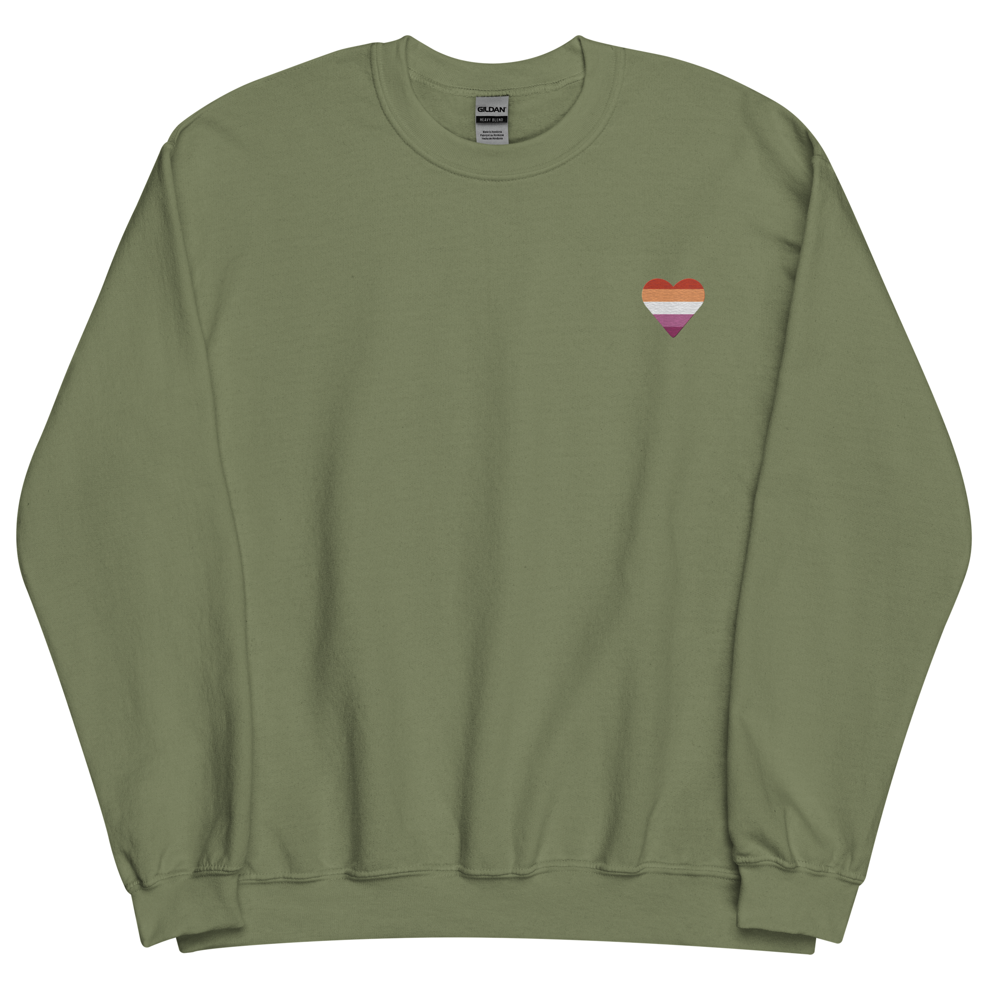 Lesbian Flag Embroidered Heart Sweater: Celebratory LGBTQ+ Pride Design