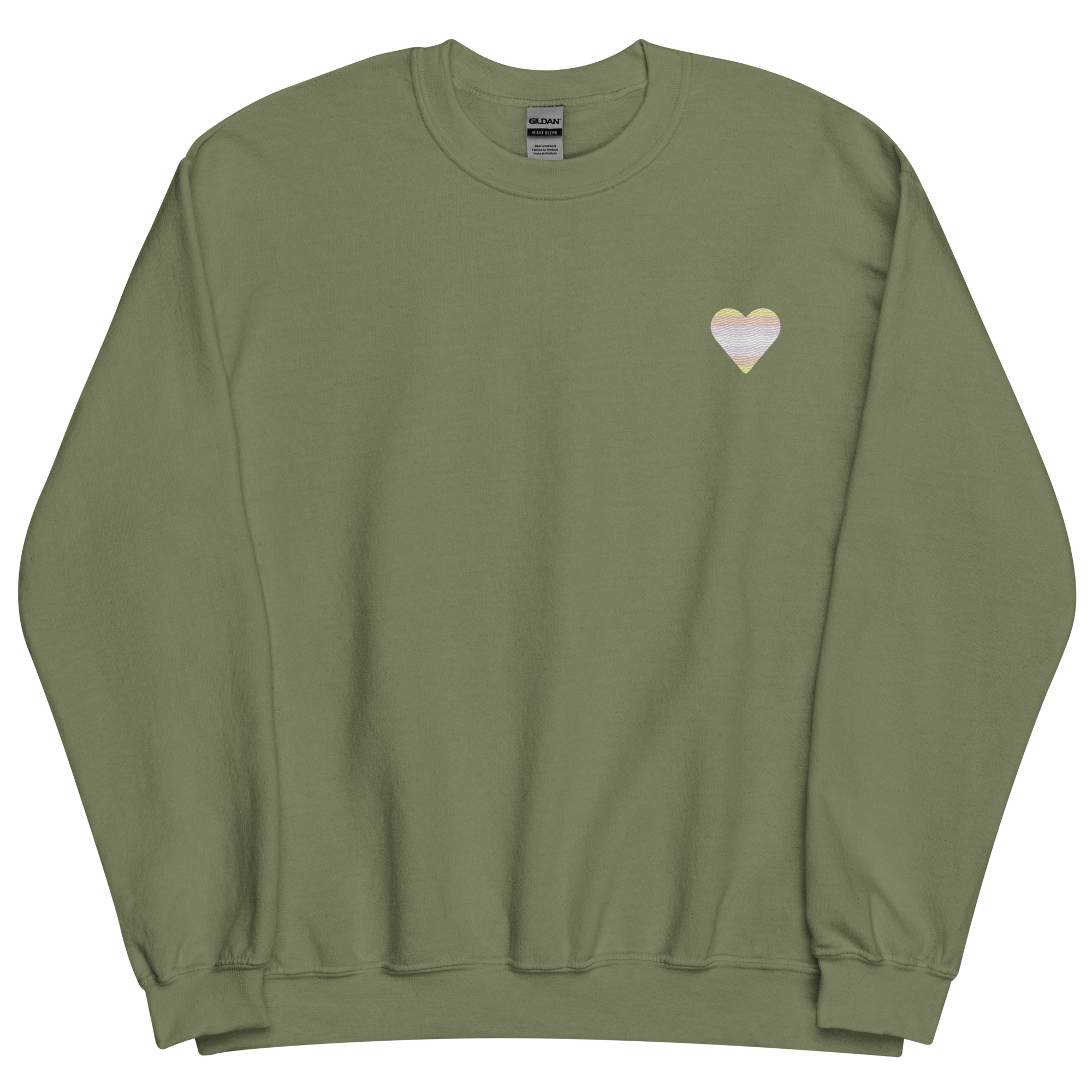 Pangender Flag Embroidered Heart Sweater: Celebratory LGBTQ+ Pride Design