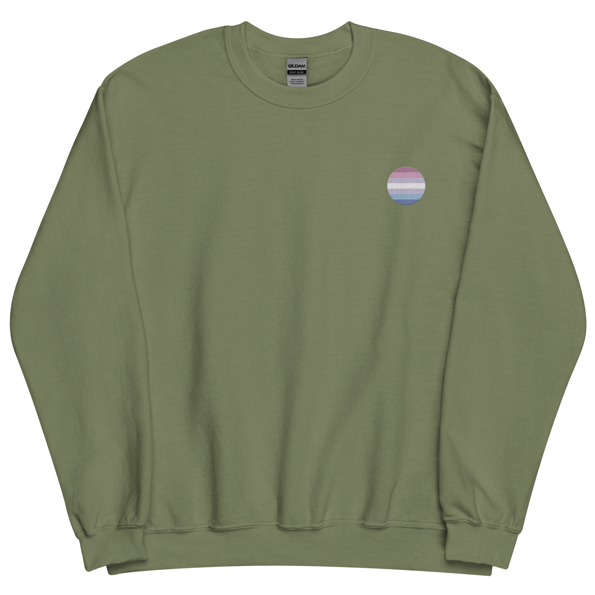 Bigender Flag Embroidered Circle Sweatshirt: Celebratory LGBTQ+ Pride Design