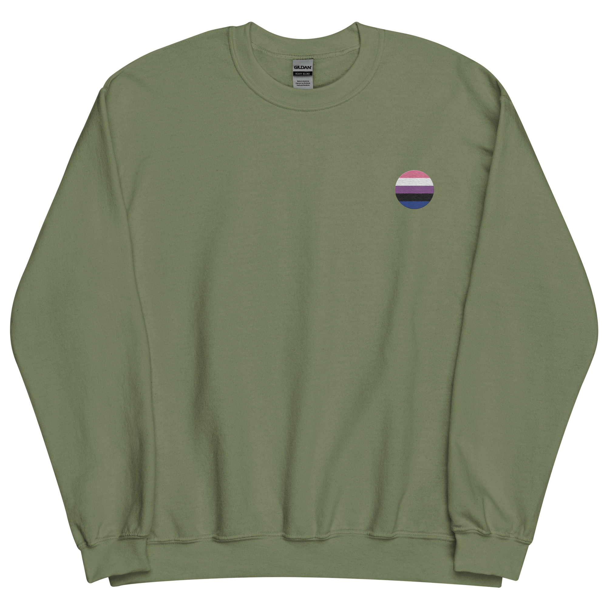 Genderfluid Flag Embroidered Circle Sweatshirt: Celebratory LGBTQ+ Pride Design