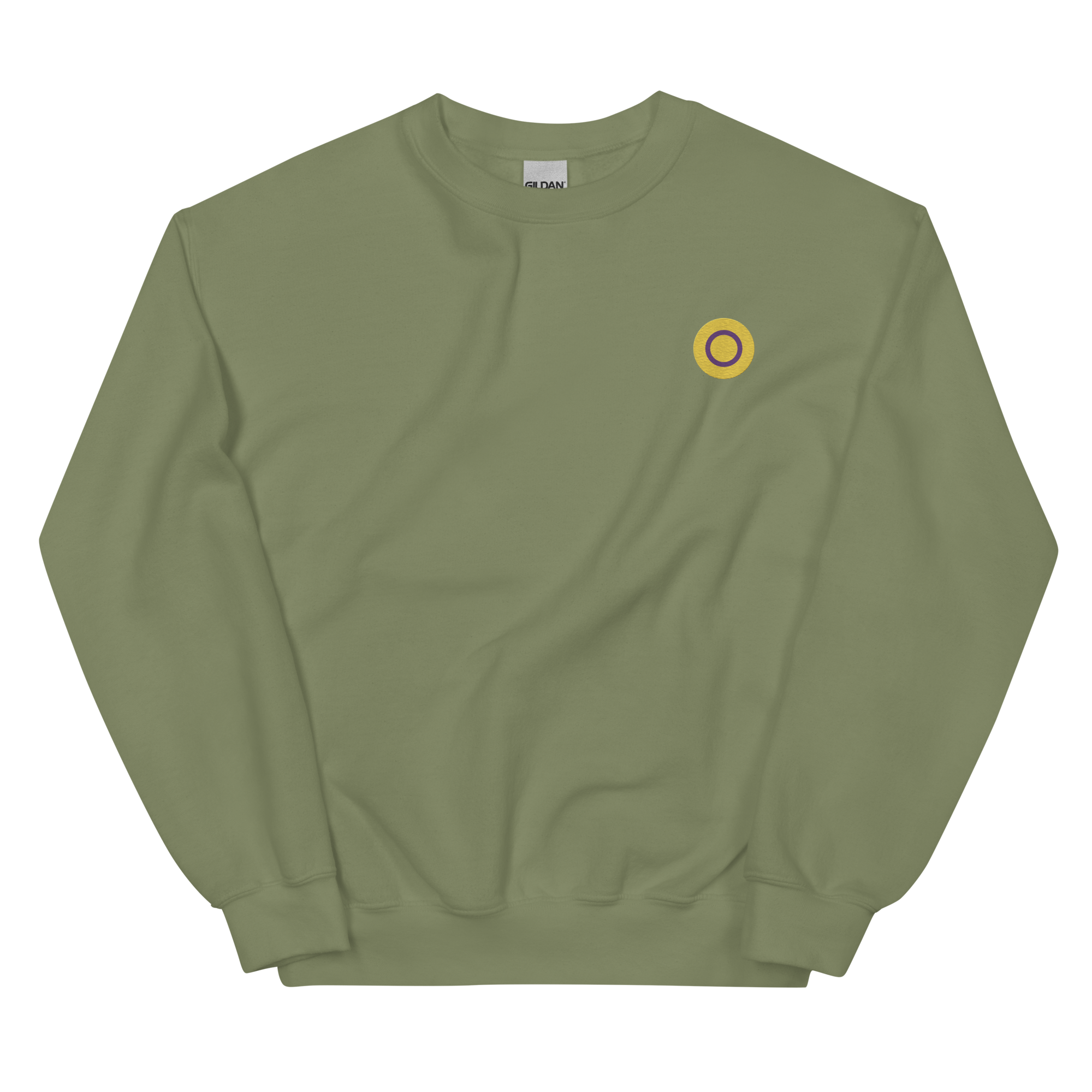 Intersex Flag Embroidered Circle Sweatshirt: Celebratory LGBTQ+ Pride Design