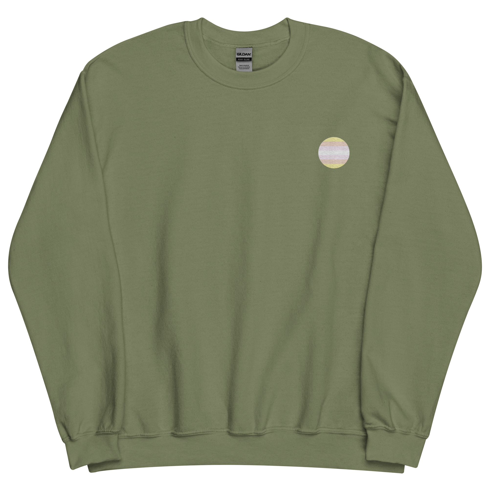 Pangender Flag Embroidered Circle Sweatshirt: Celebratory LGBTQ+ Pride Design
